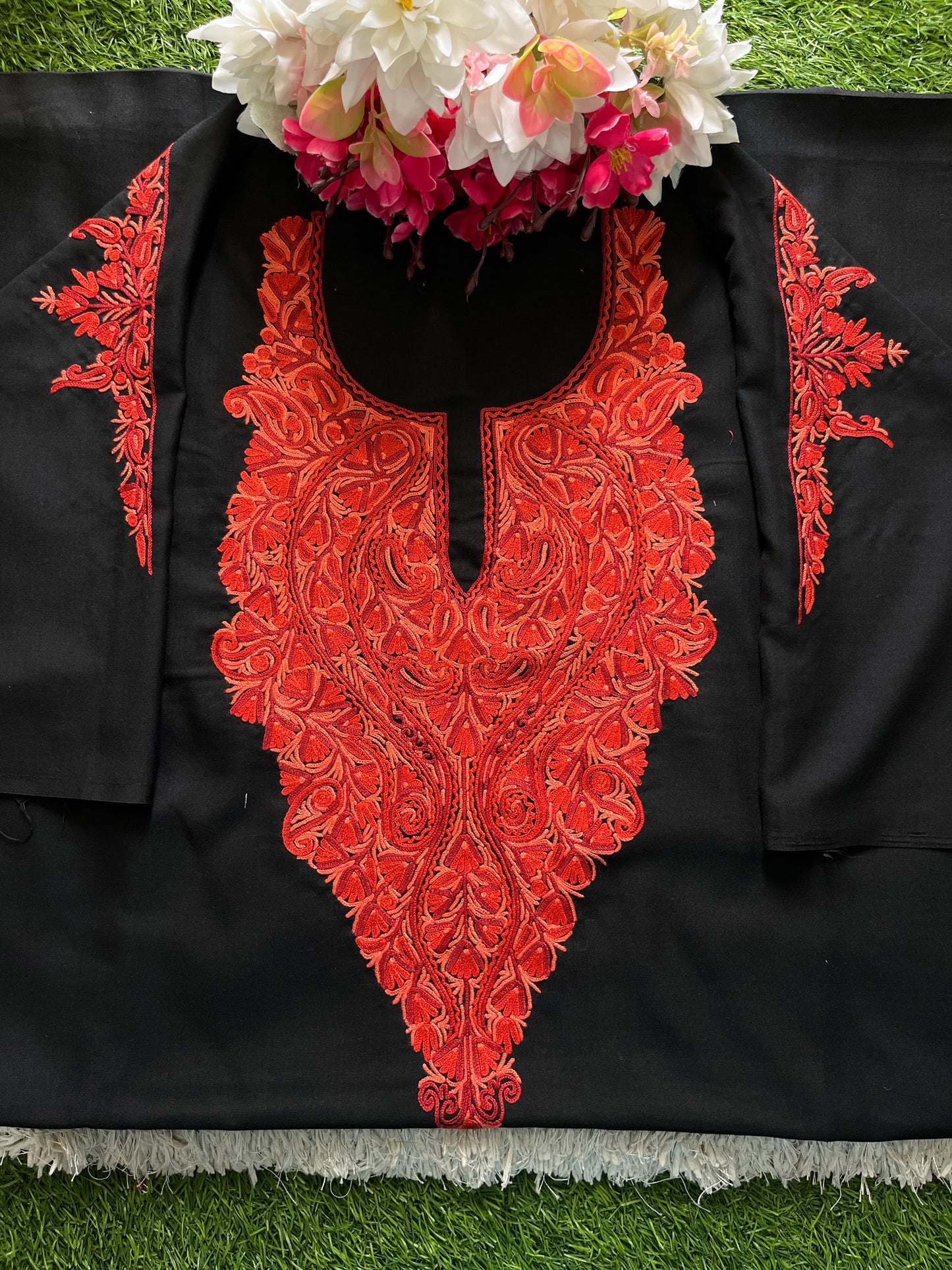 Black  Cotton Cord Set (Hand Embroidered)