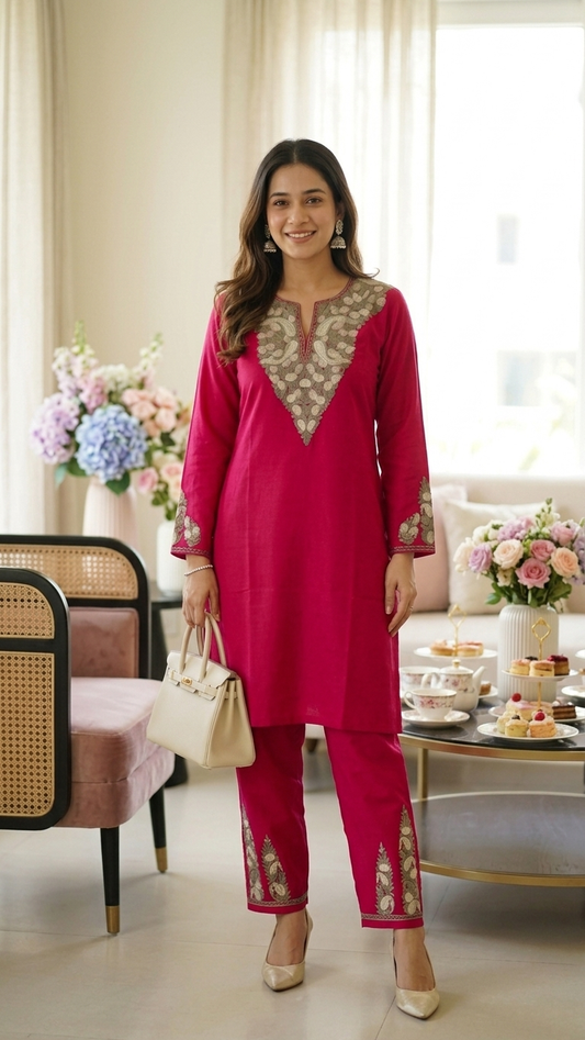 Hot Pink Cotton Cord Set Free Size(40)