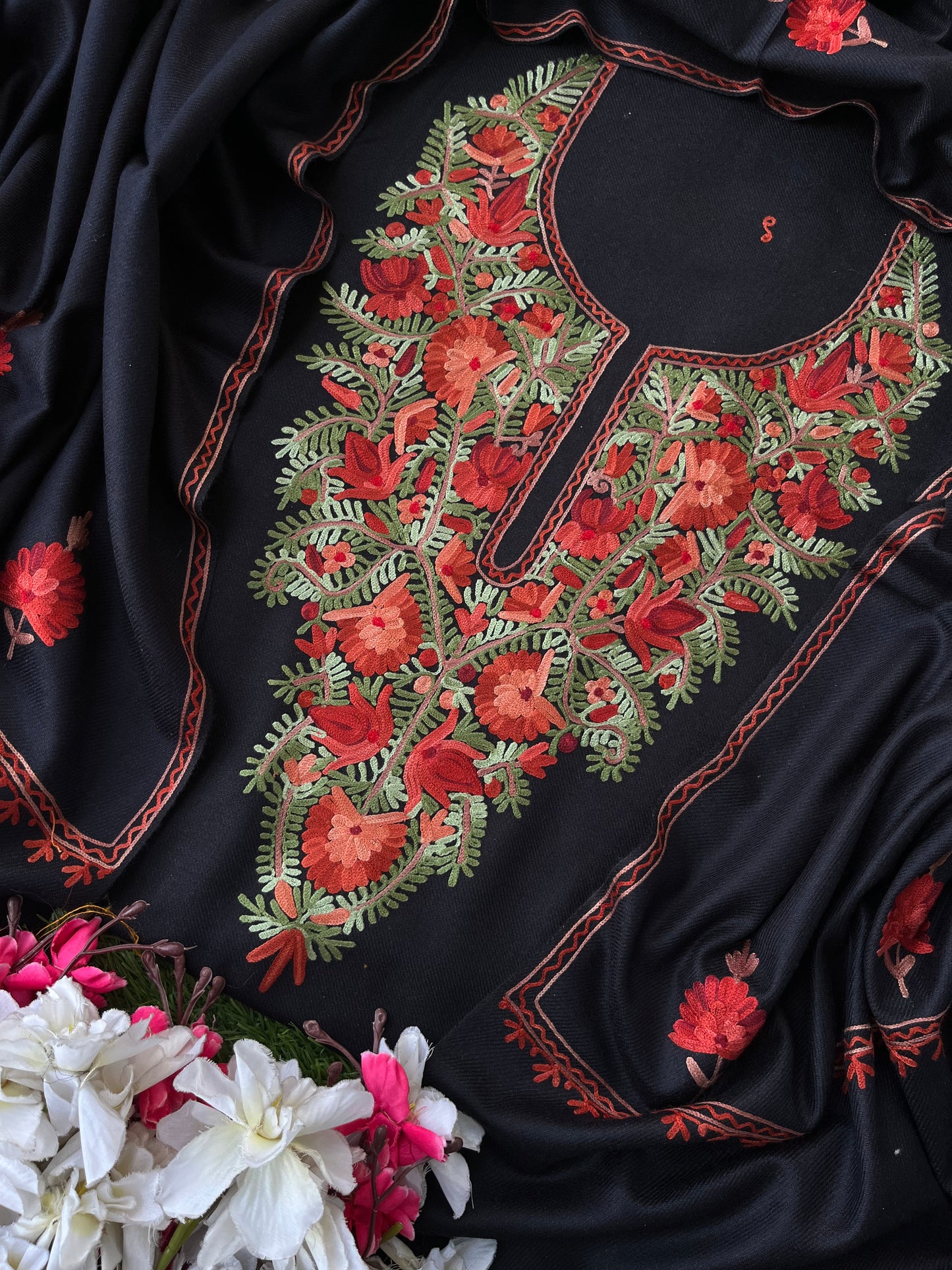 Black Woollen Aari Embroidered 3pc suit