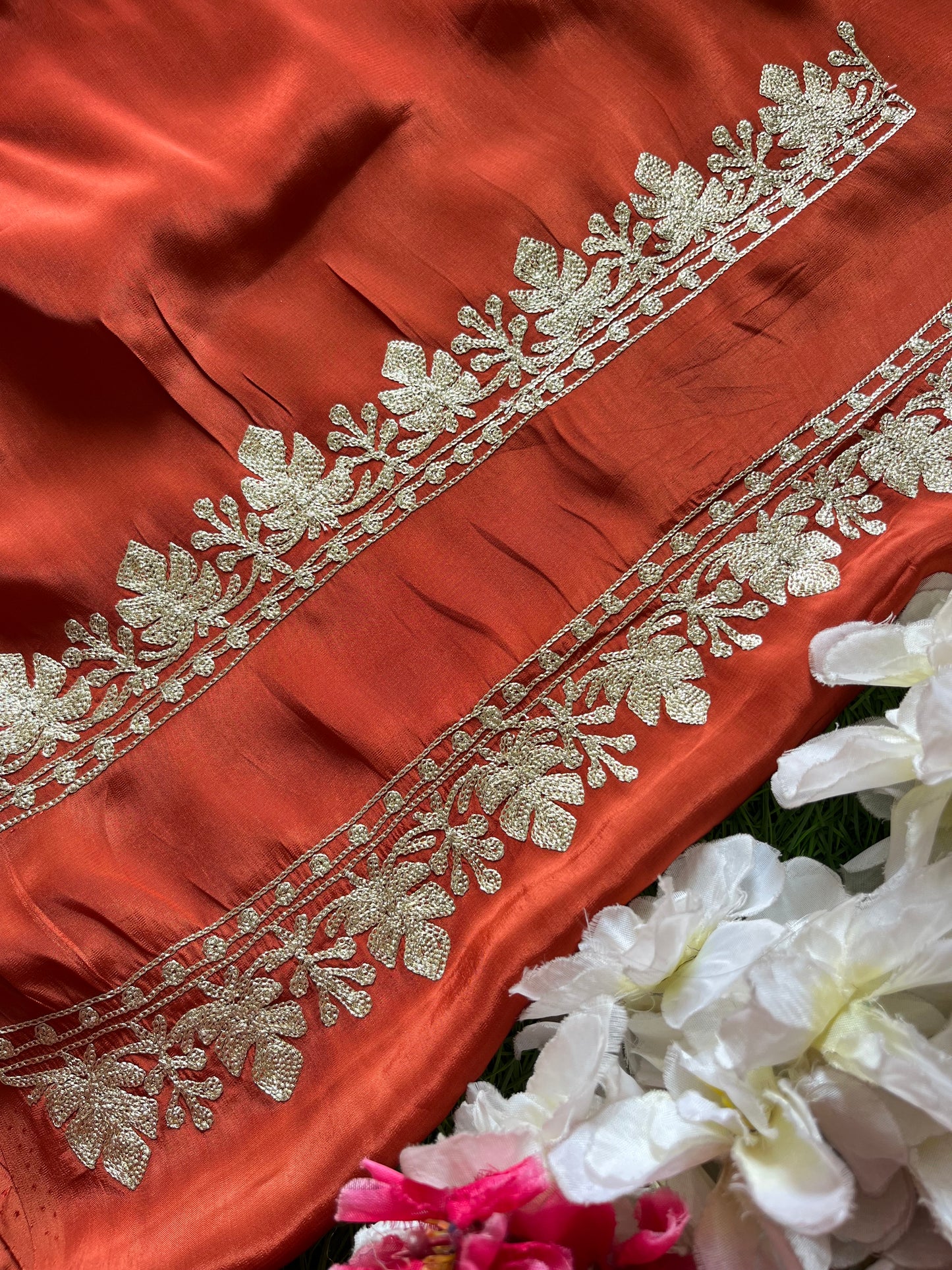 ‘Kalaa’ Rust Crape Kashmiri Suit