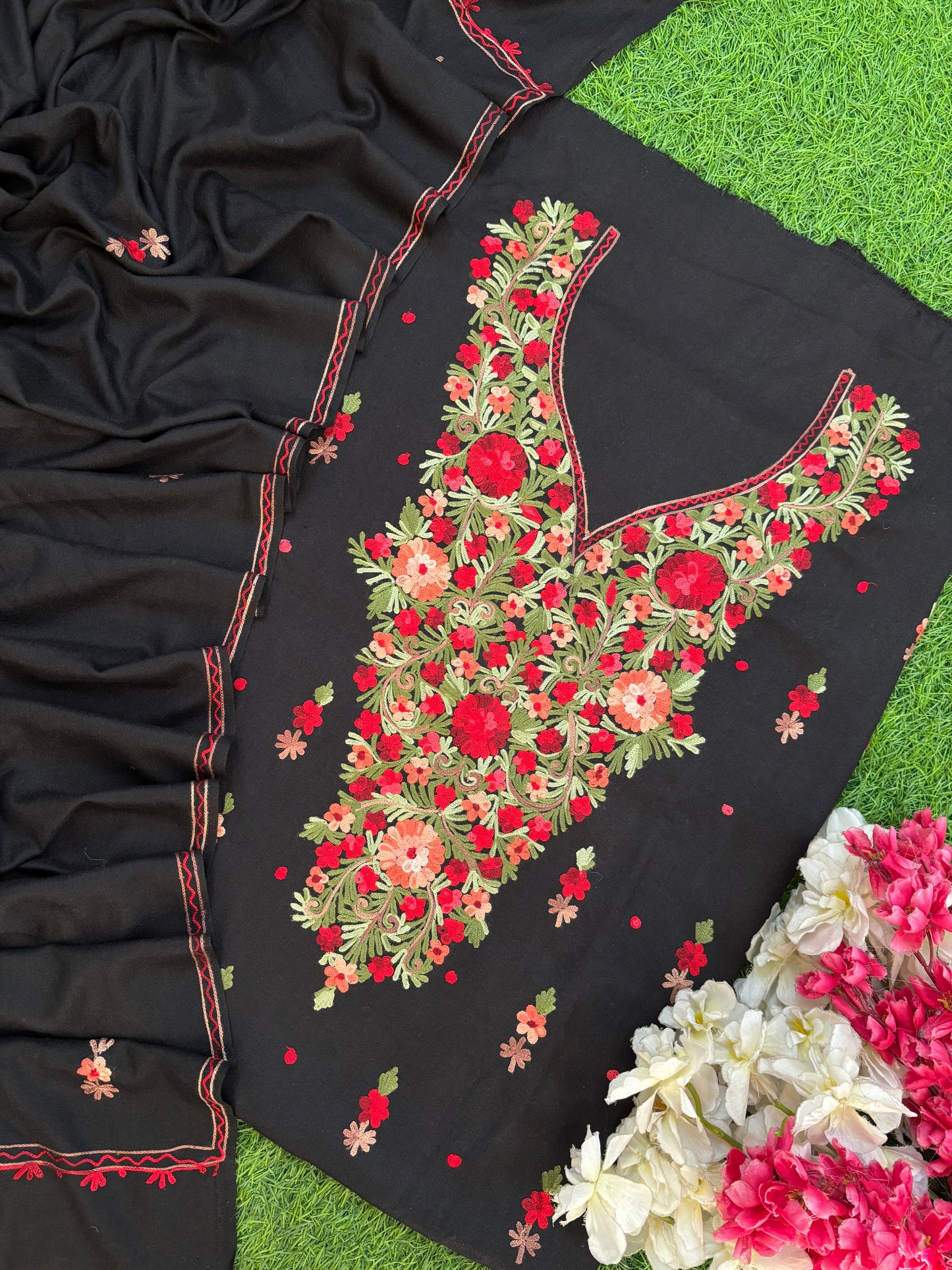 Black Woollen Aari Embroidered 3pc suit