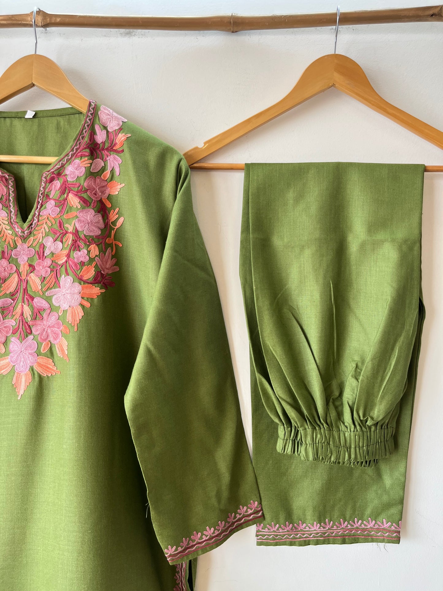 Henna Green Cotton Stitched Co-ord Set (XXL)