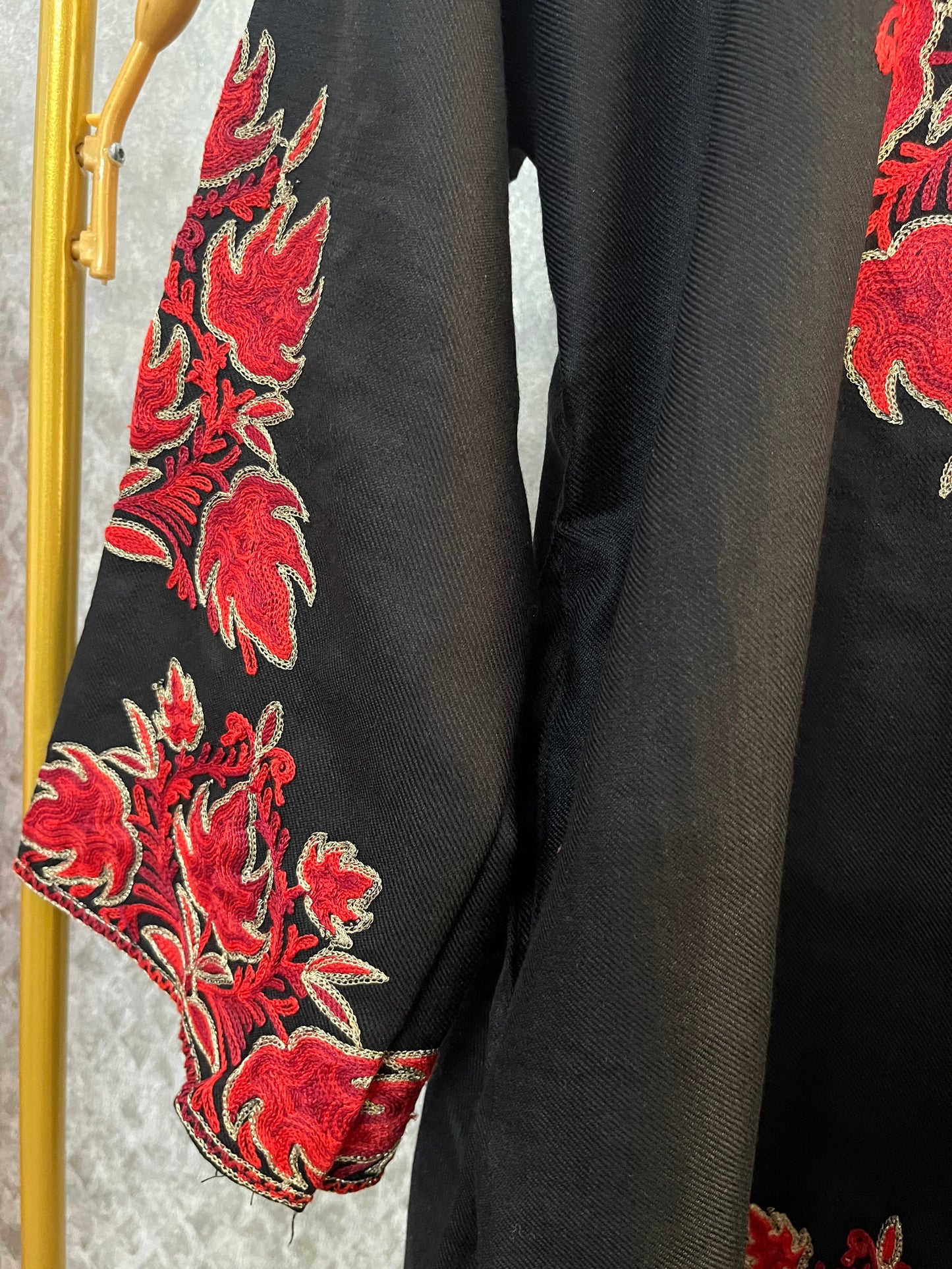 Black Woollen Kashmiri Co-Ord Set ( Size 46)