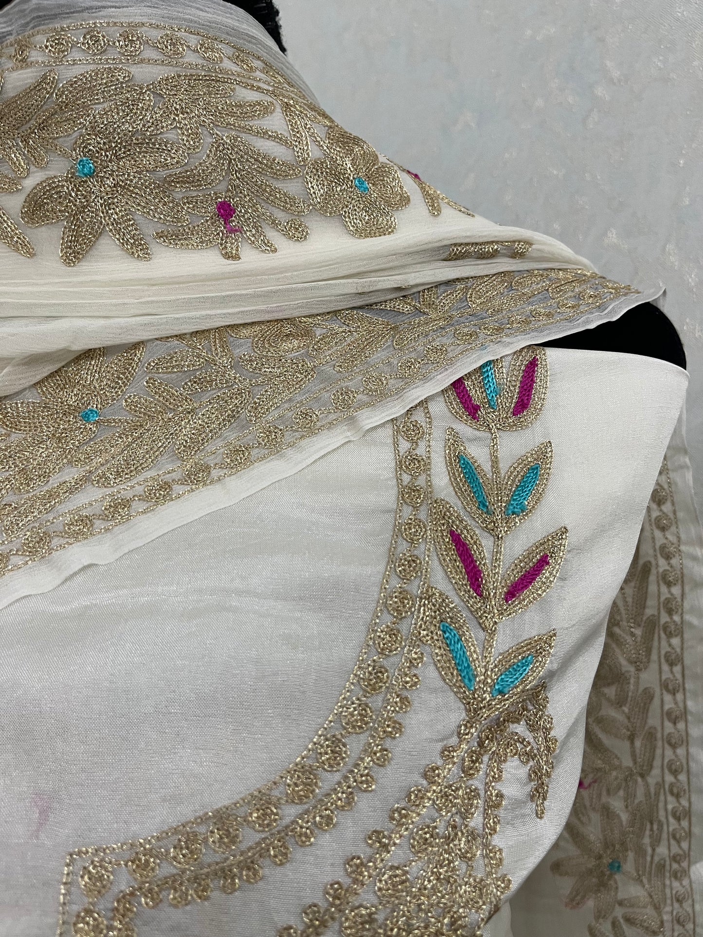 Ivory Opada Silk Kashmiri Suits