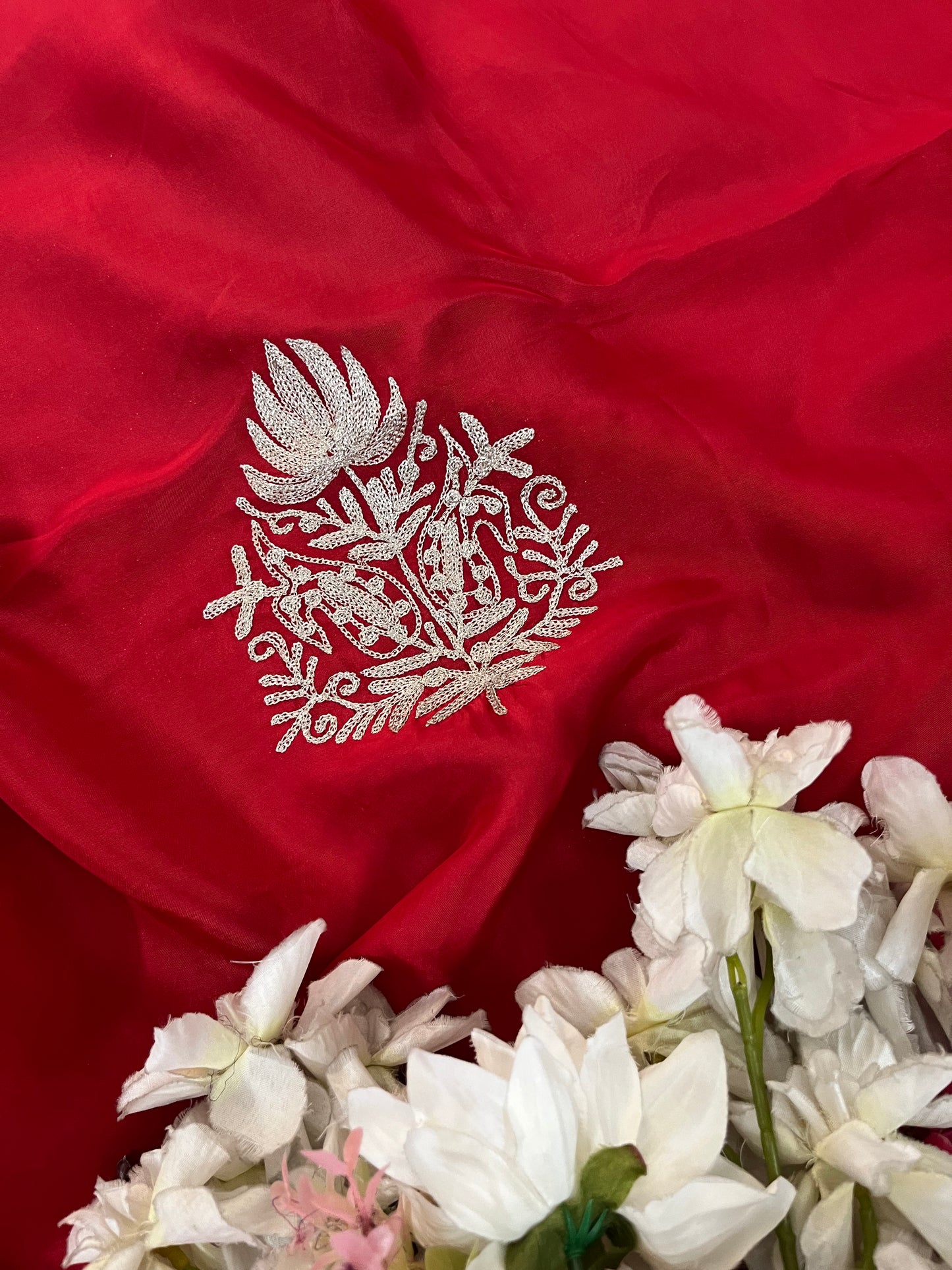 Red Silk Tilla Kashmiri Suit