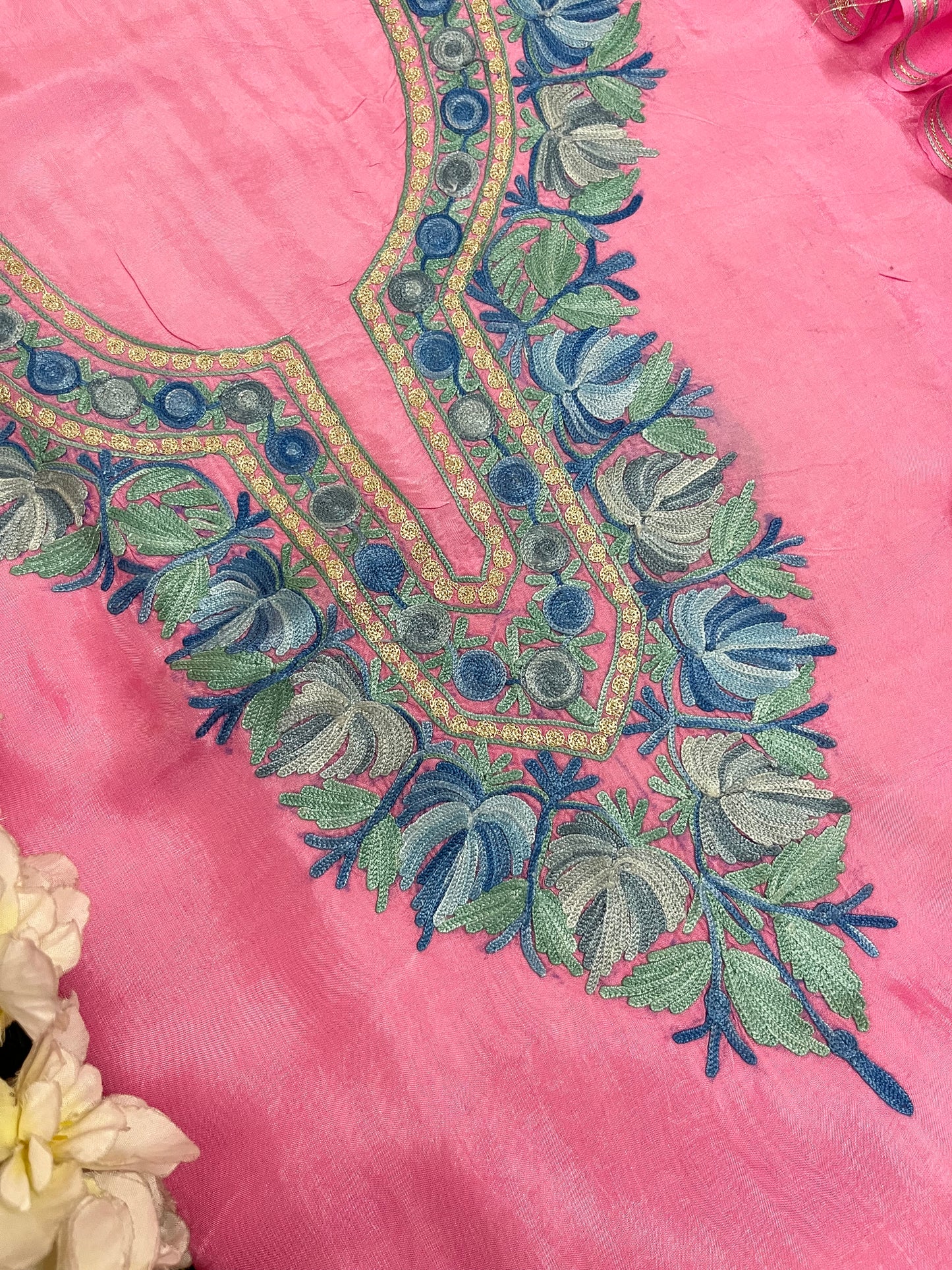 Soft Pink Opada Silk Kashmiri Suit