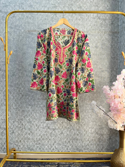 Light Green Crape Jaal Work (Front & Back) kurta