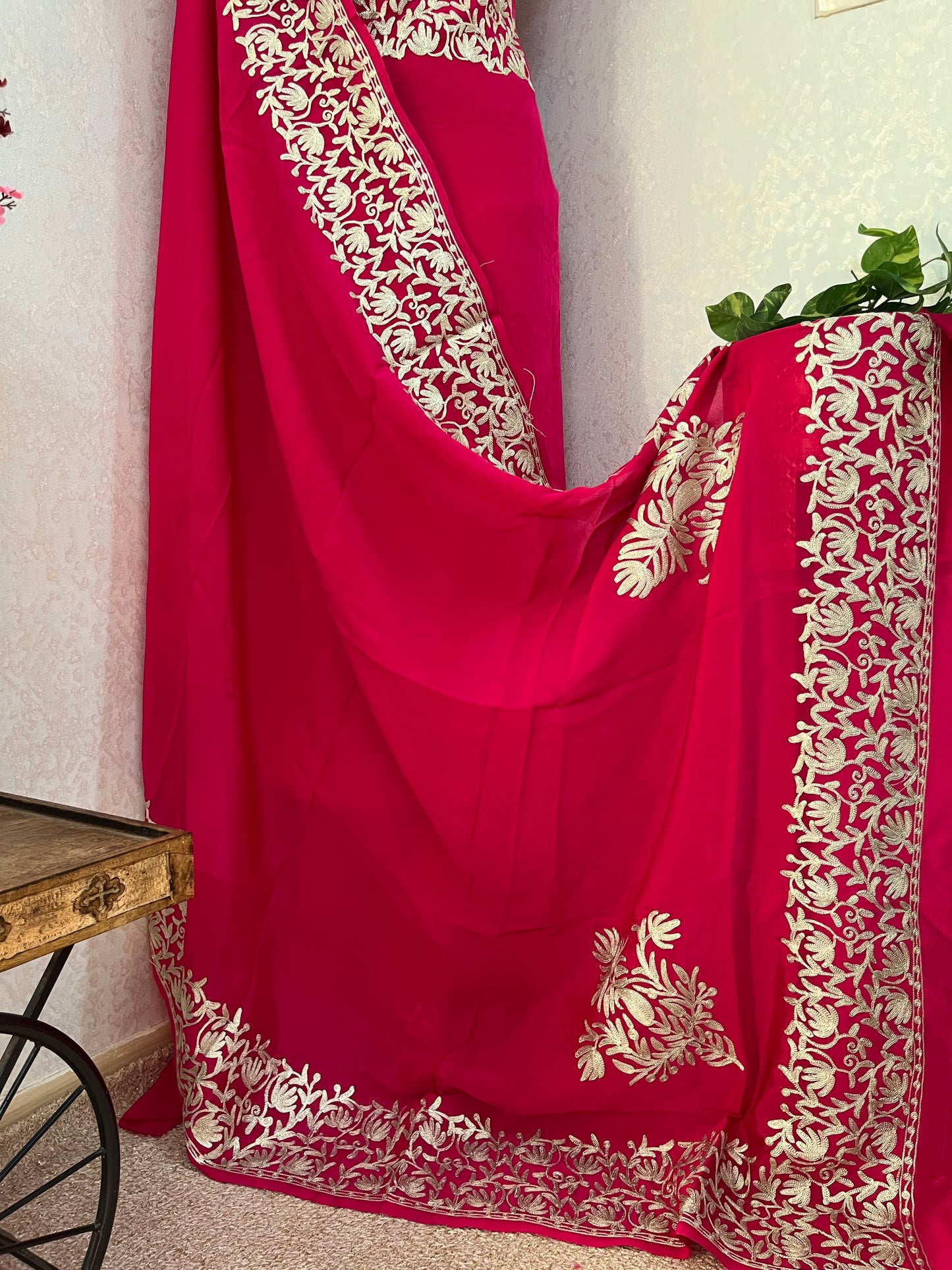 Kalaa’ Hot Pink Crape Kashmiri Suit