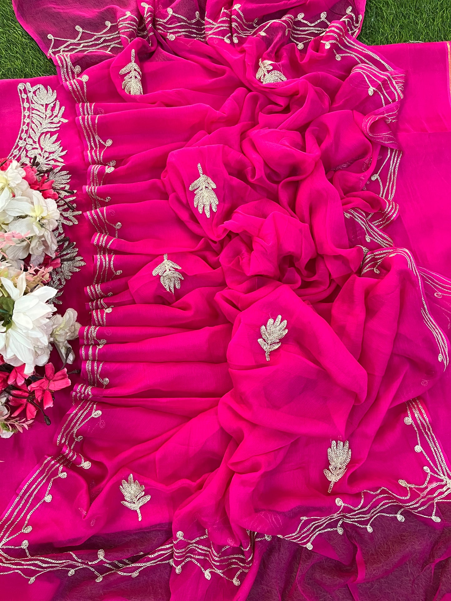 Hot Pink Silk Tilla Kashmiri Suit