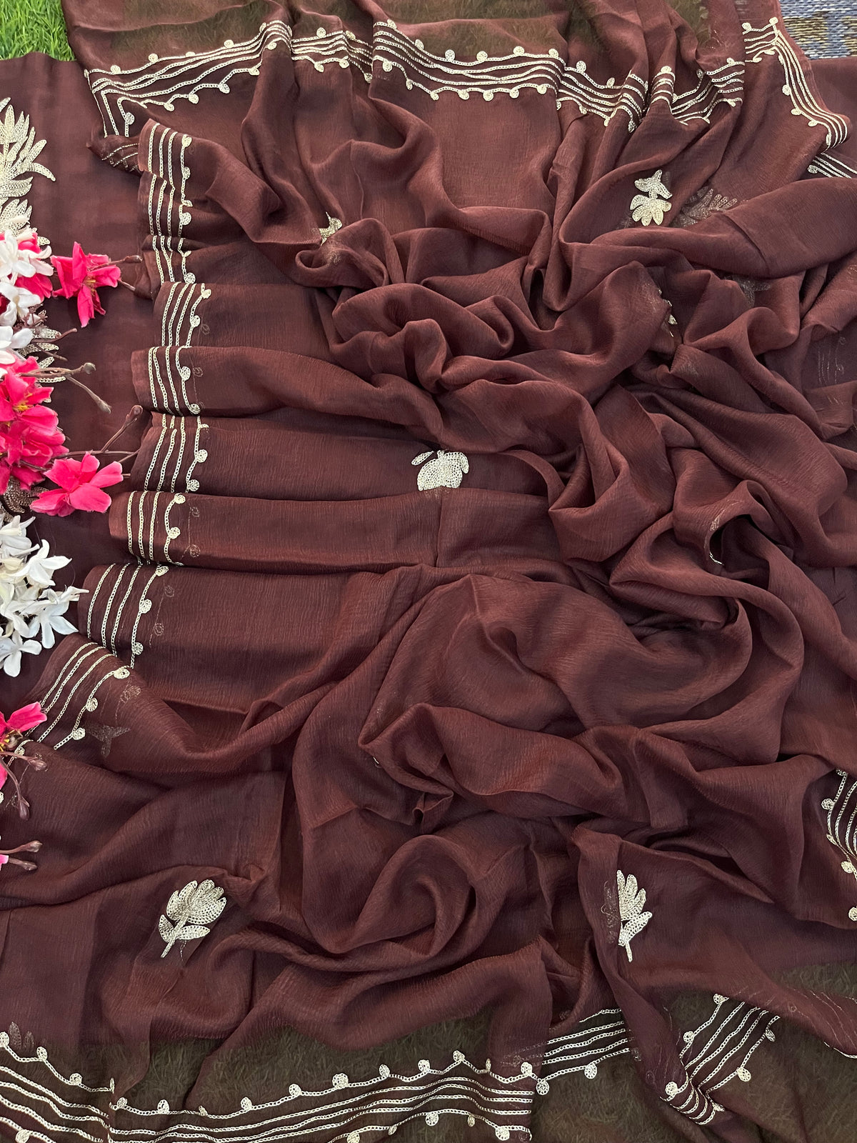 Brown Silk Tilla Kashmiri Suit