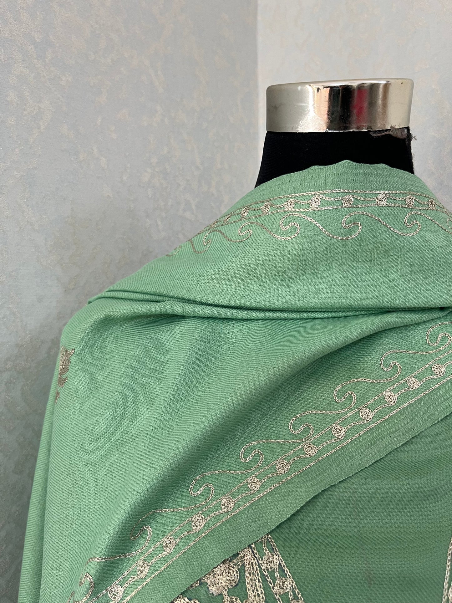 Pastel Green Tilla Embroidered 3pc Suit Stole