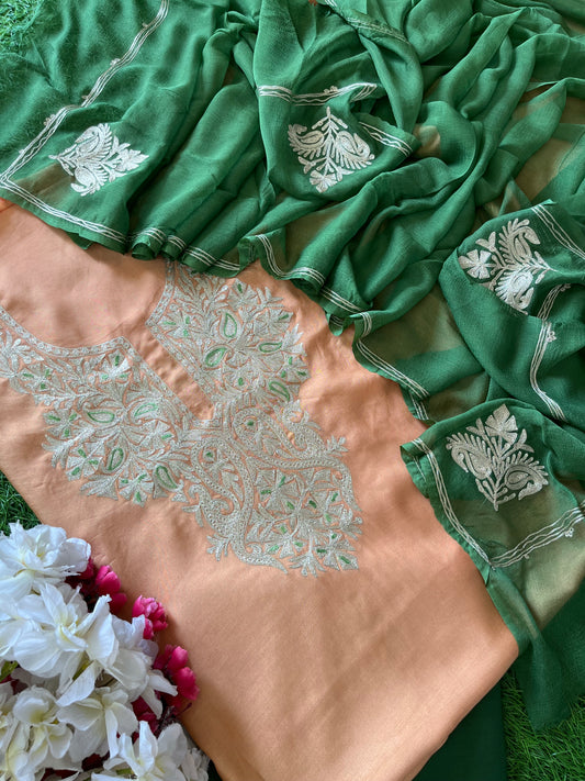 Apricot Silk Tilla Suit