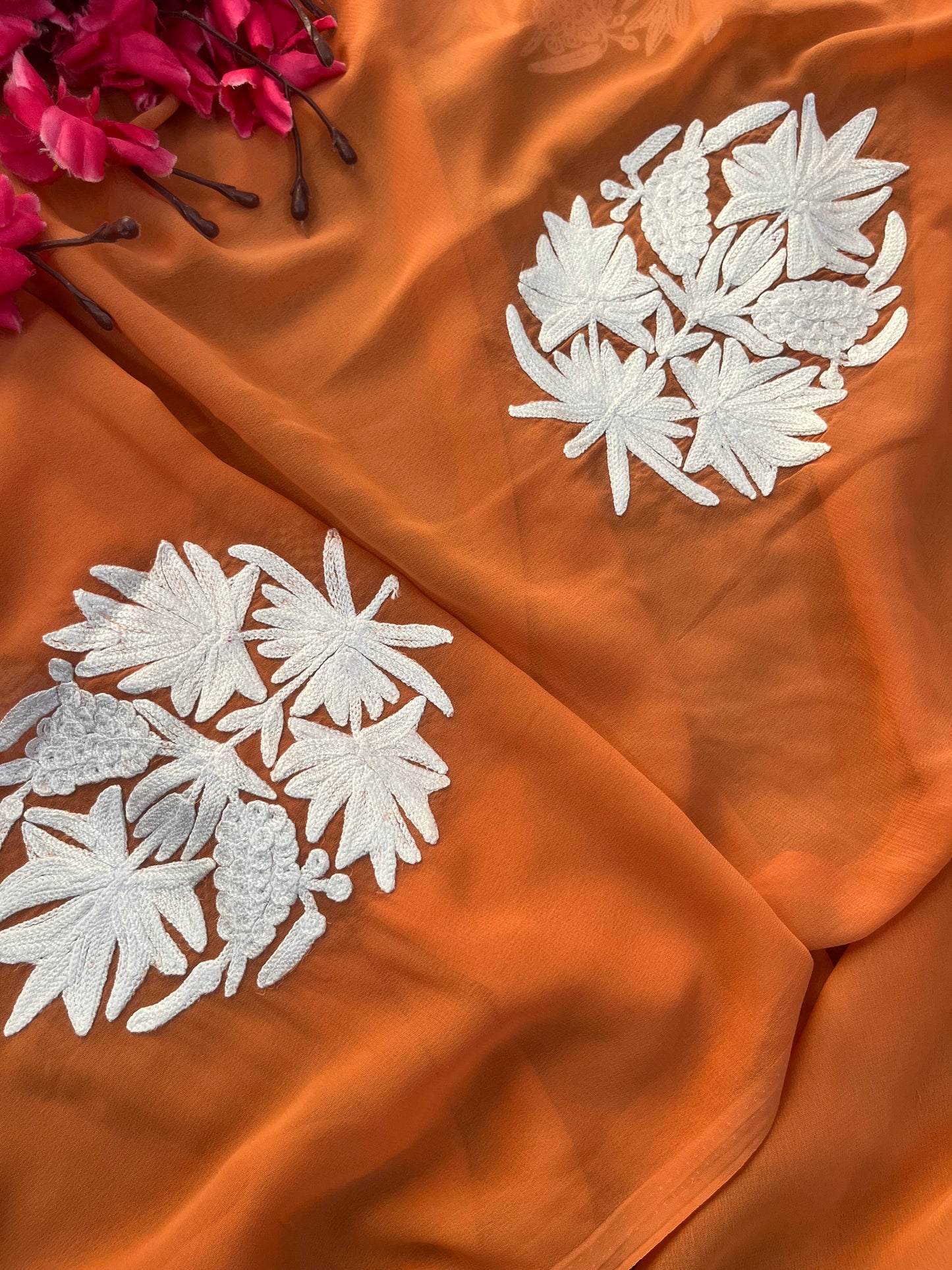 Soft Orange Georgette Kashmiri Kurta Material