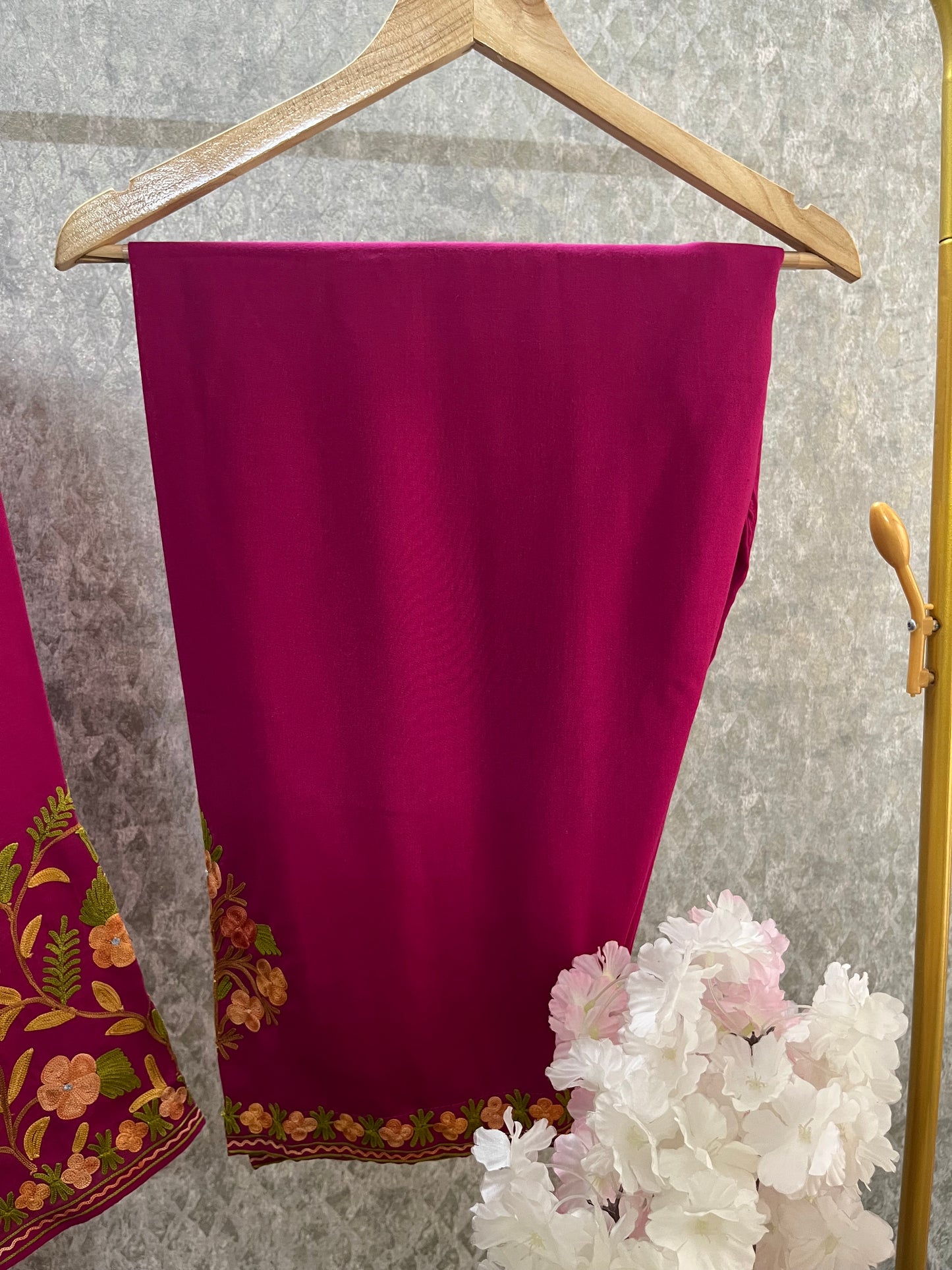 Hot Pink Cotton Front Jaal Pheran Set  Size (48)