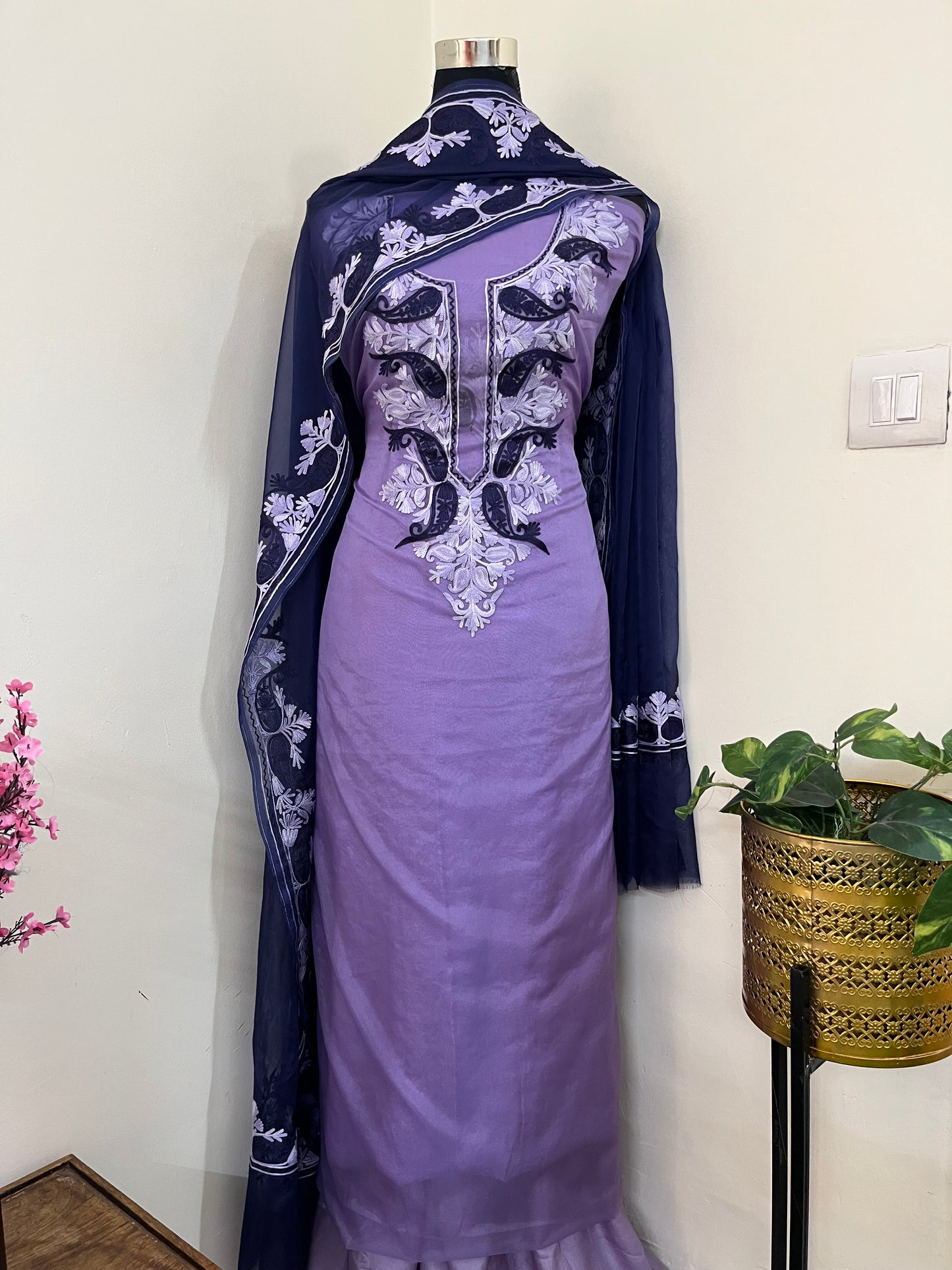 Lilac Soft Tissue Kashmiri Suit