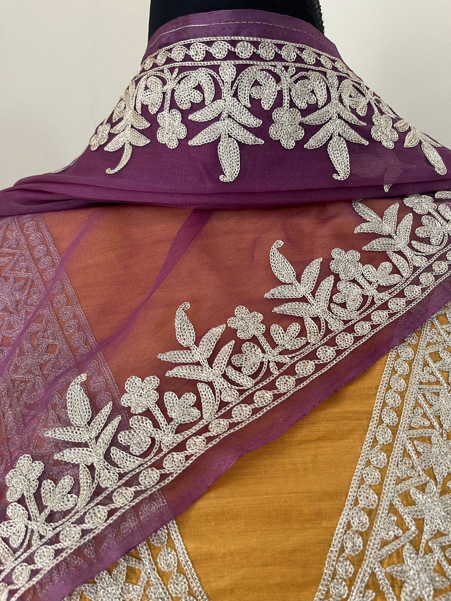 Golden Yellow Chanderi Silk Kashmiri Suit