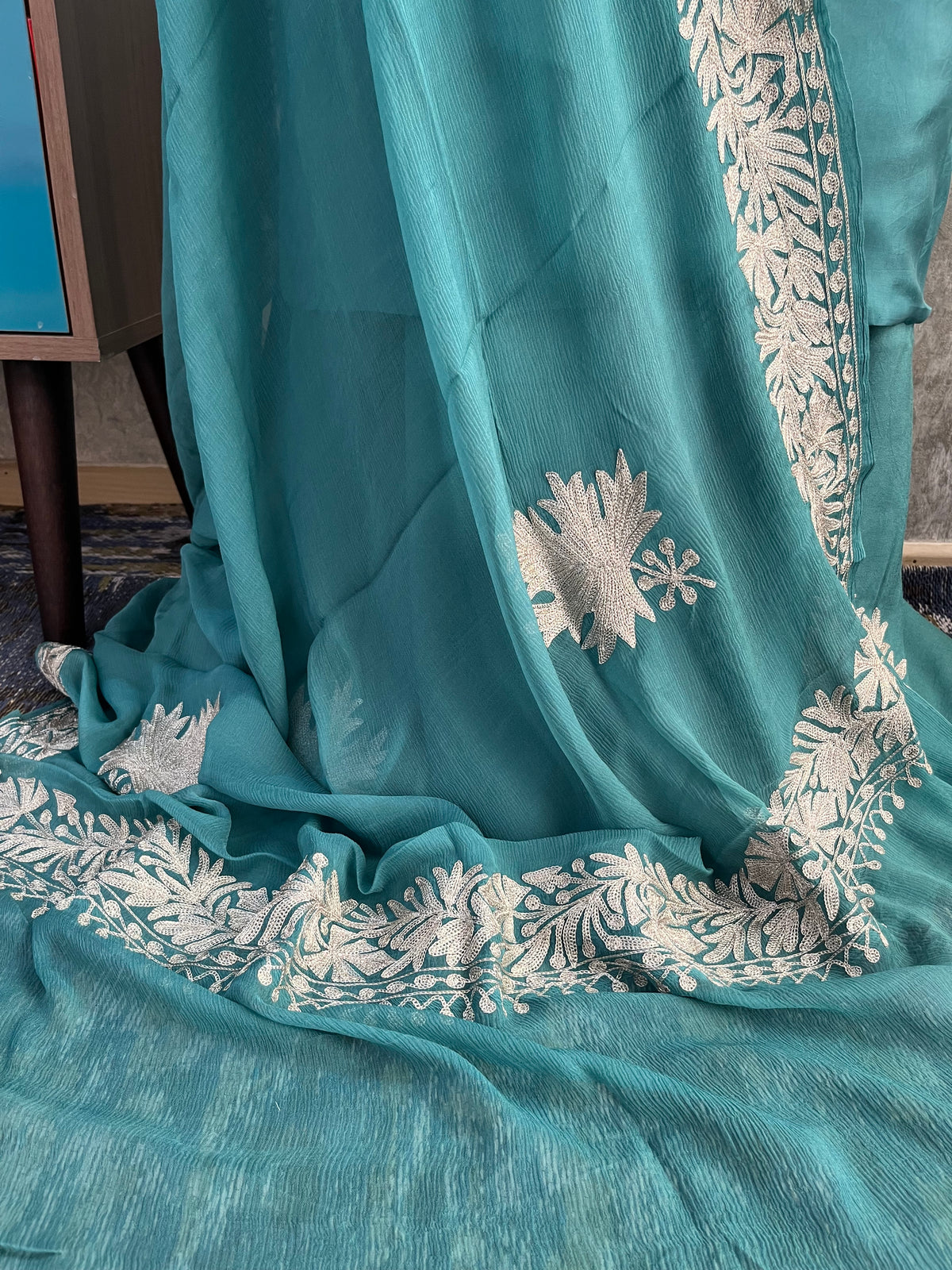 Soft Blue Sanam’ Tilla Kashmiri Silk Suit