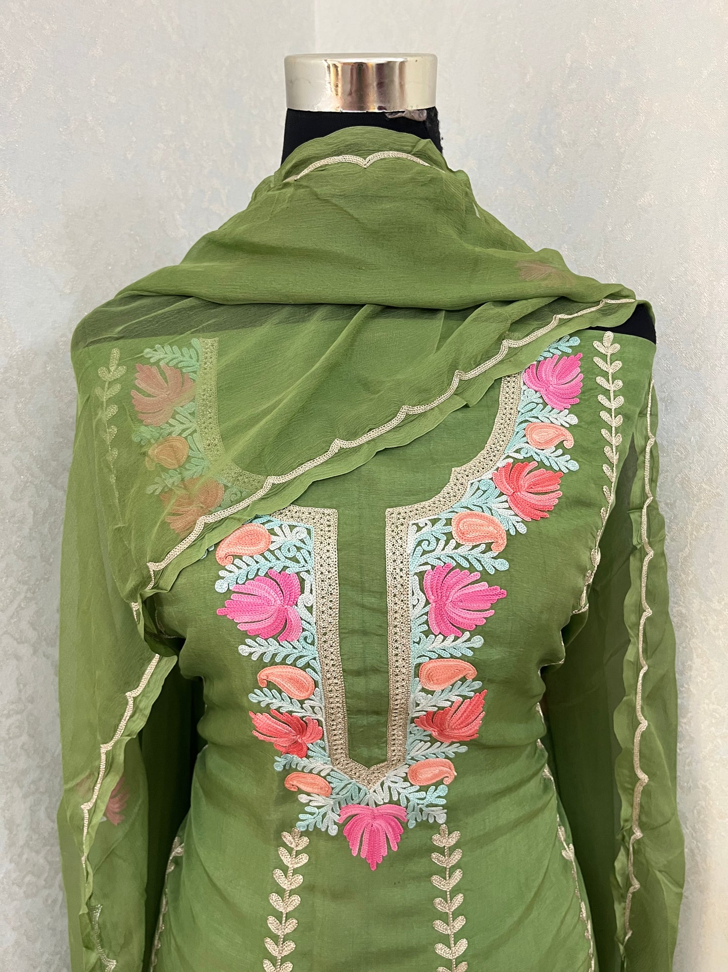 Sanam’ Silk Aari Embroidered Suit material