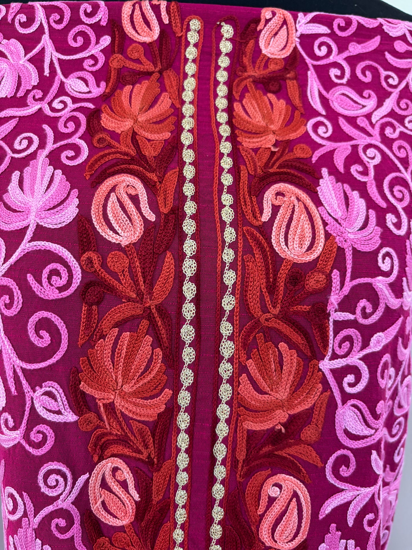 Cotton Hot Pink  Aari Embroidered Kurta Pant Set