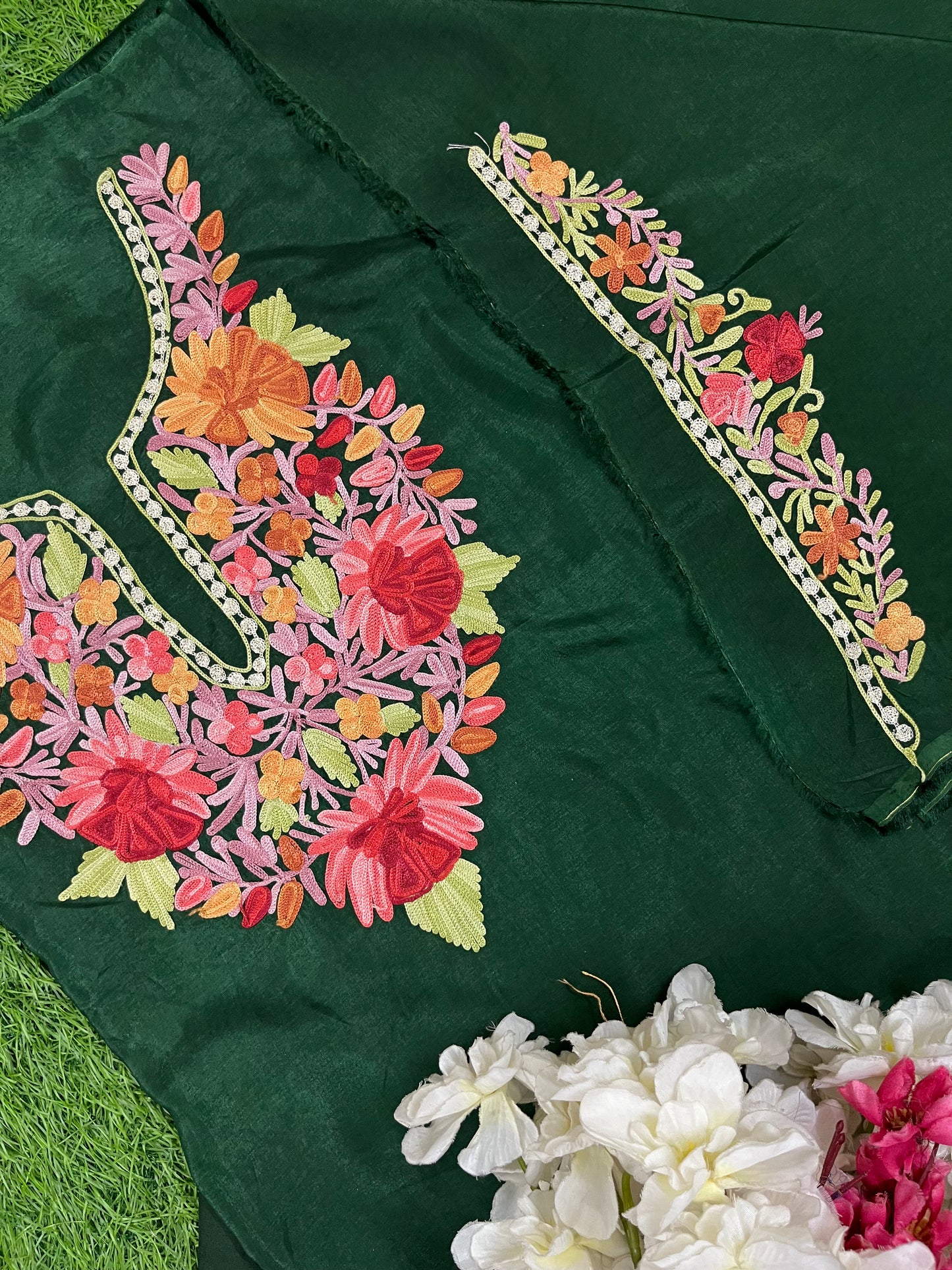 Bottle Green Opada Silk Kashmiri Suit