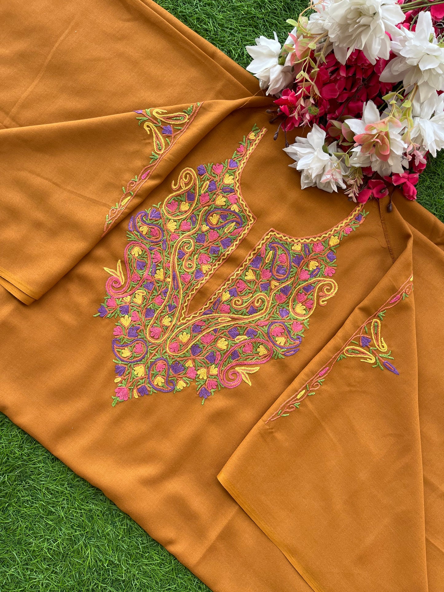 Mustard Cotton Cord Set (Hand Embroidered)
