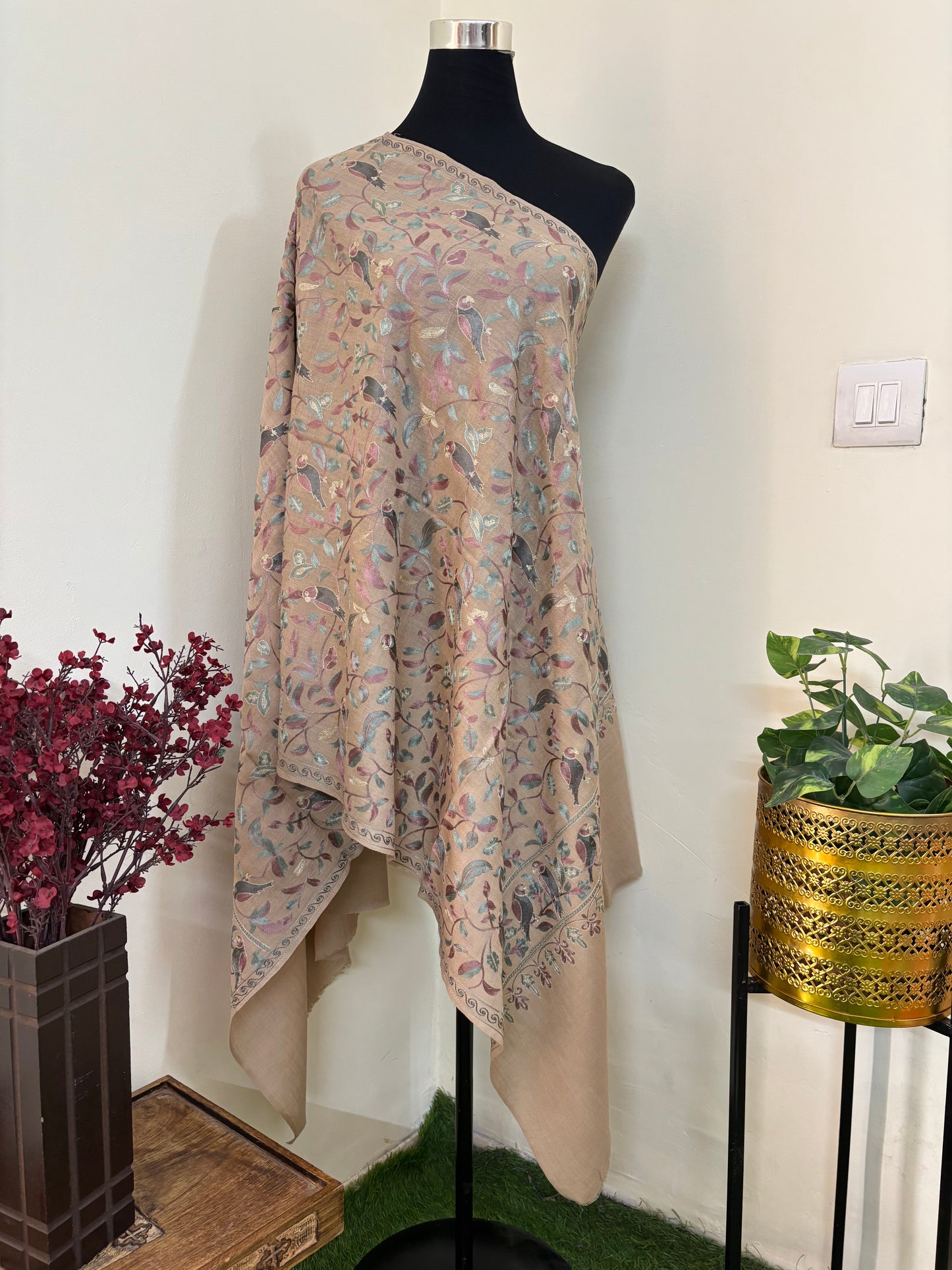 Beige Pancchi Kashmiri Stole