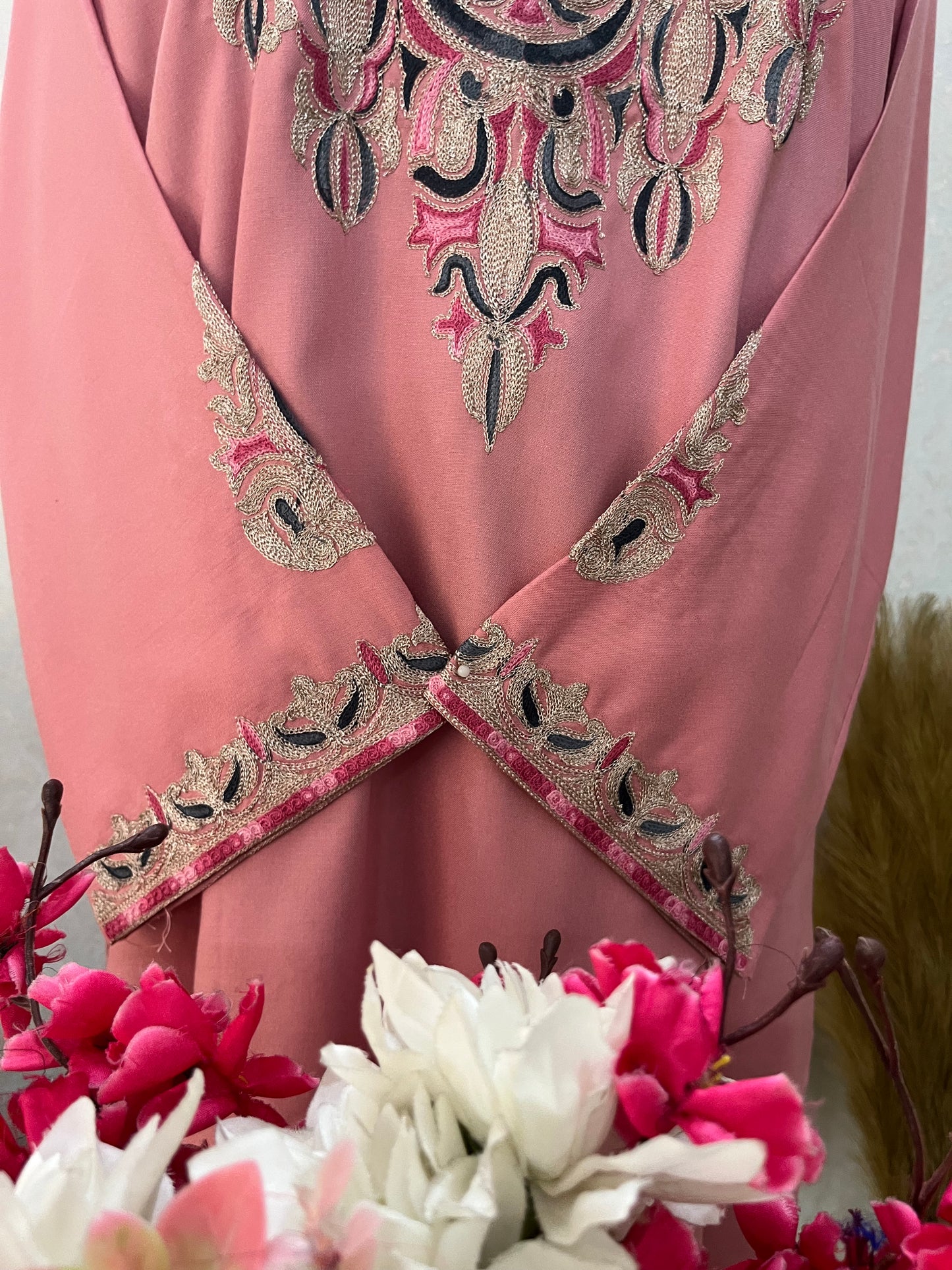 Pink Cotton Stitched Co-ord Set( 42)