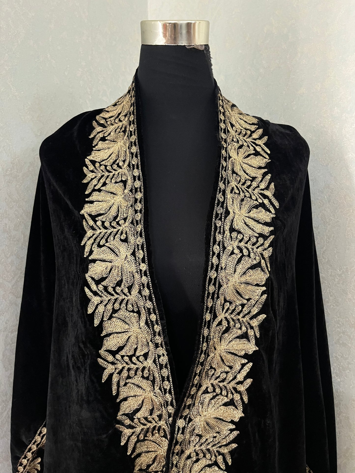 Black Tilla Embroidered Velvet Cape