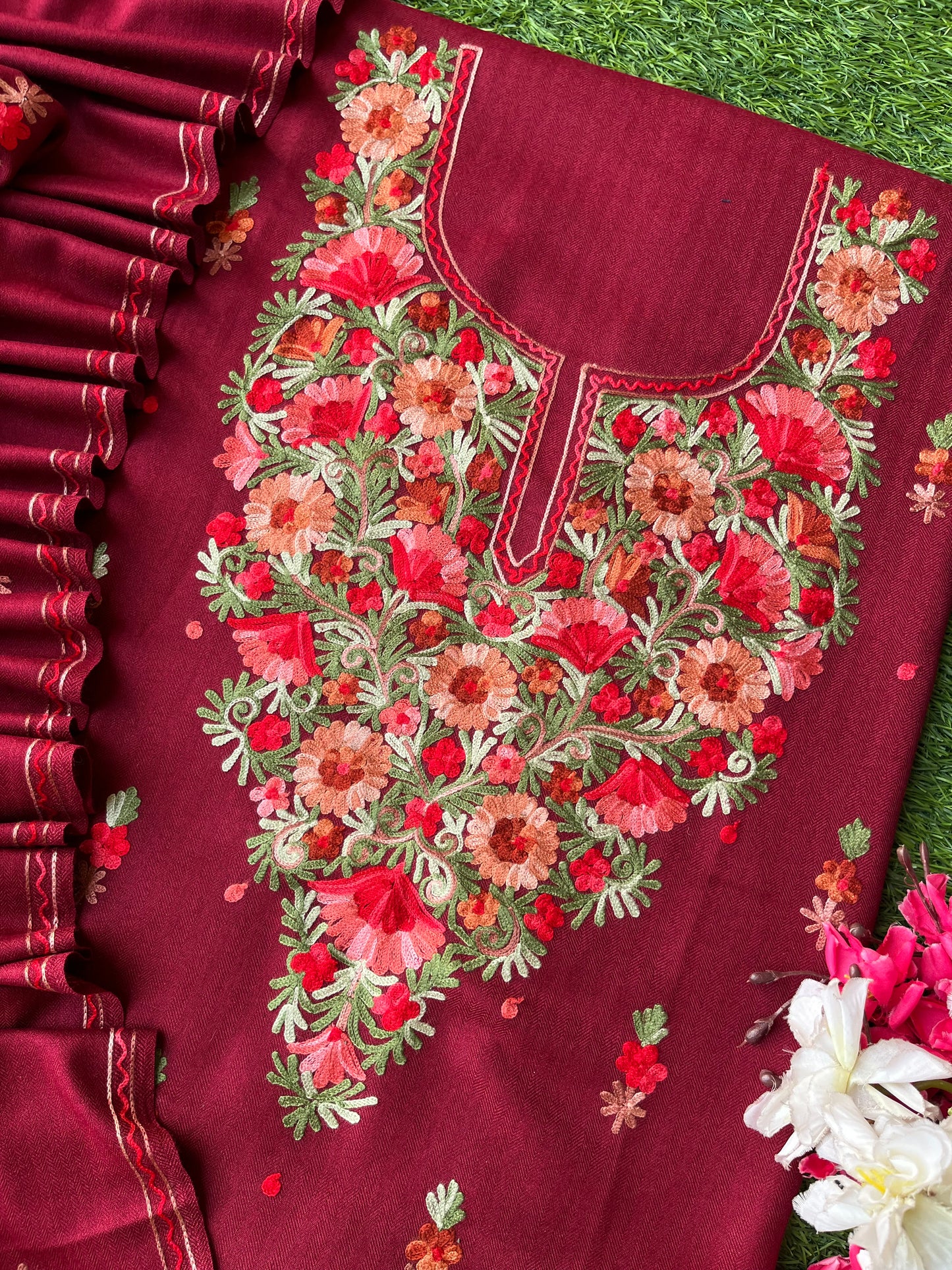 Coke Woollen Aari Embroidered 3pc suit