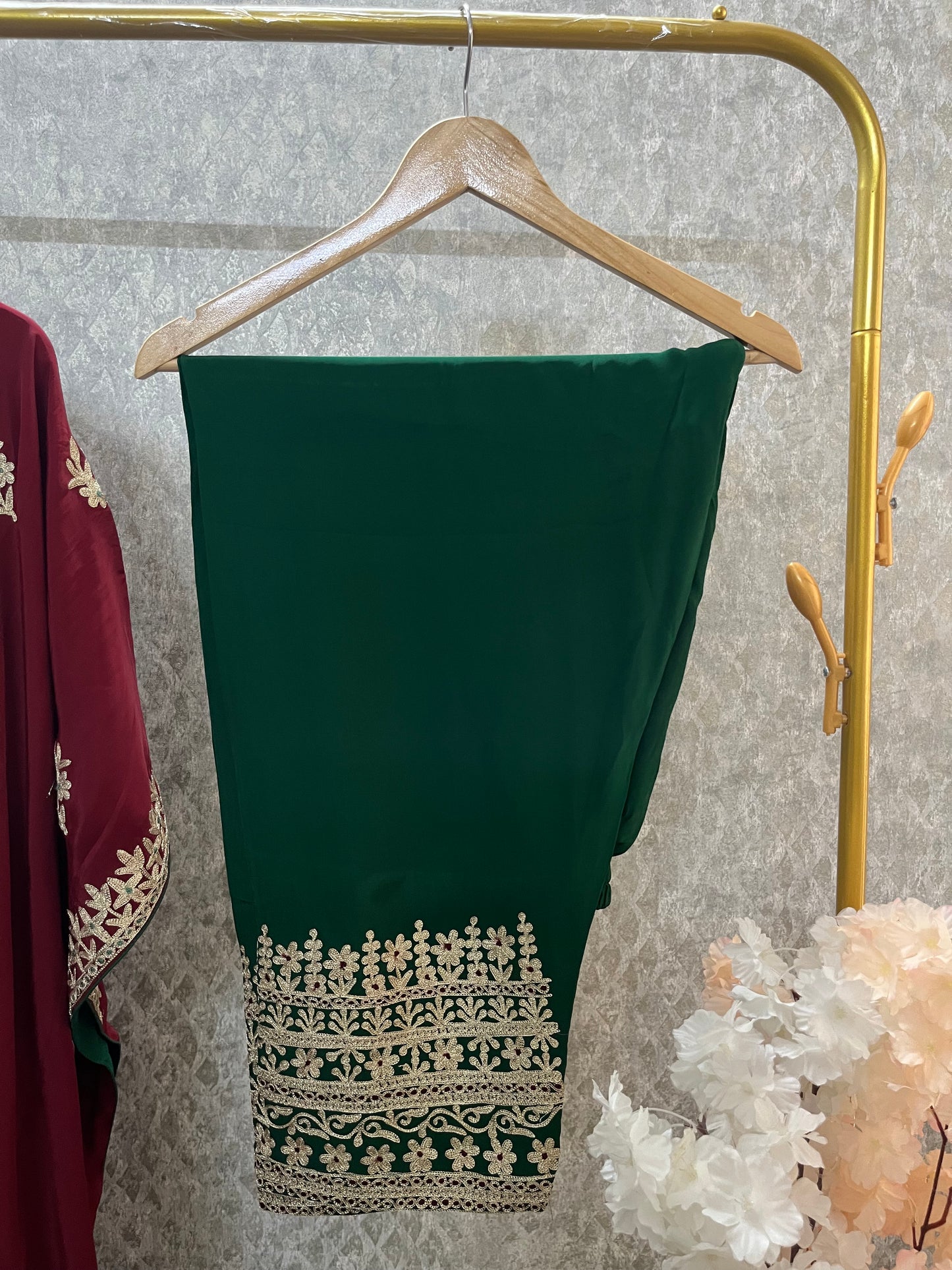 Maroon Crape Kashmiri Kaftan Set size (56)