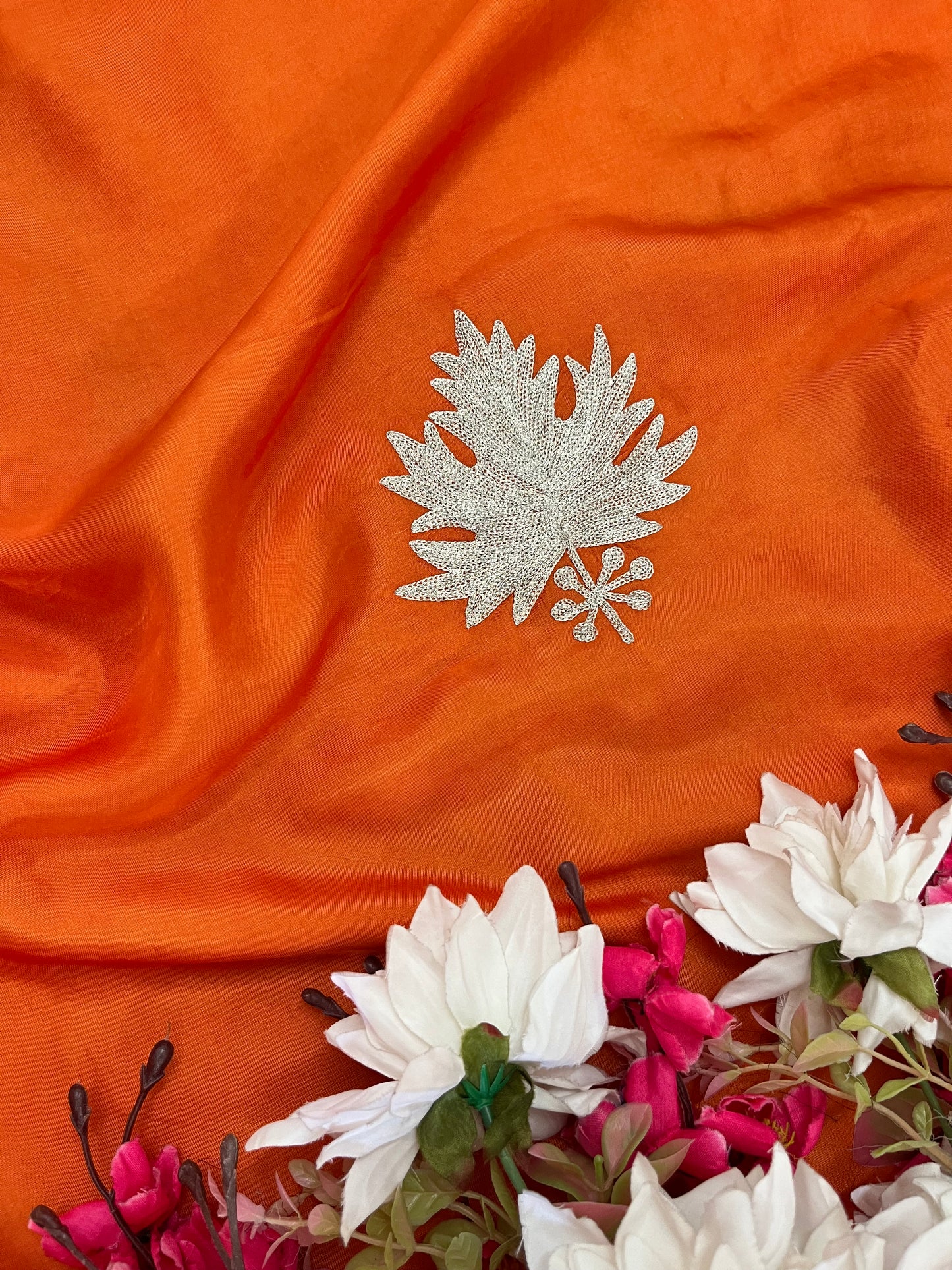Orange Sanam’ Tilla Kashmiri Silk Suit