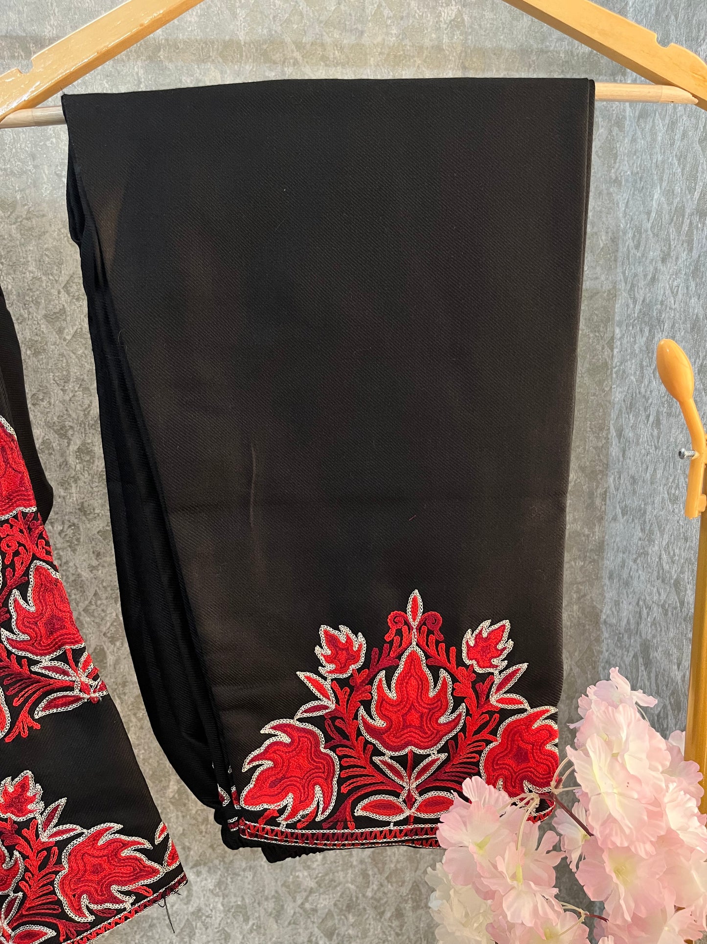 Black Woollen Kashmiri Co-Ord Set ( Size 46)