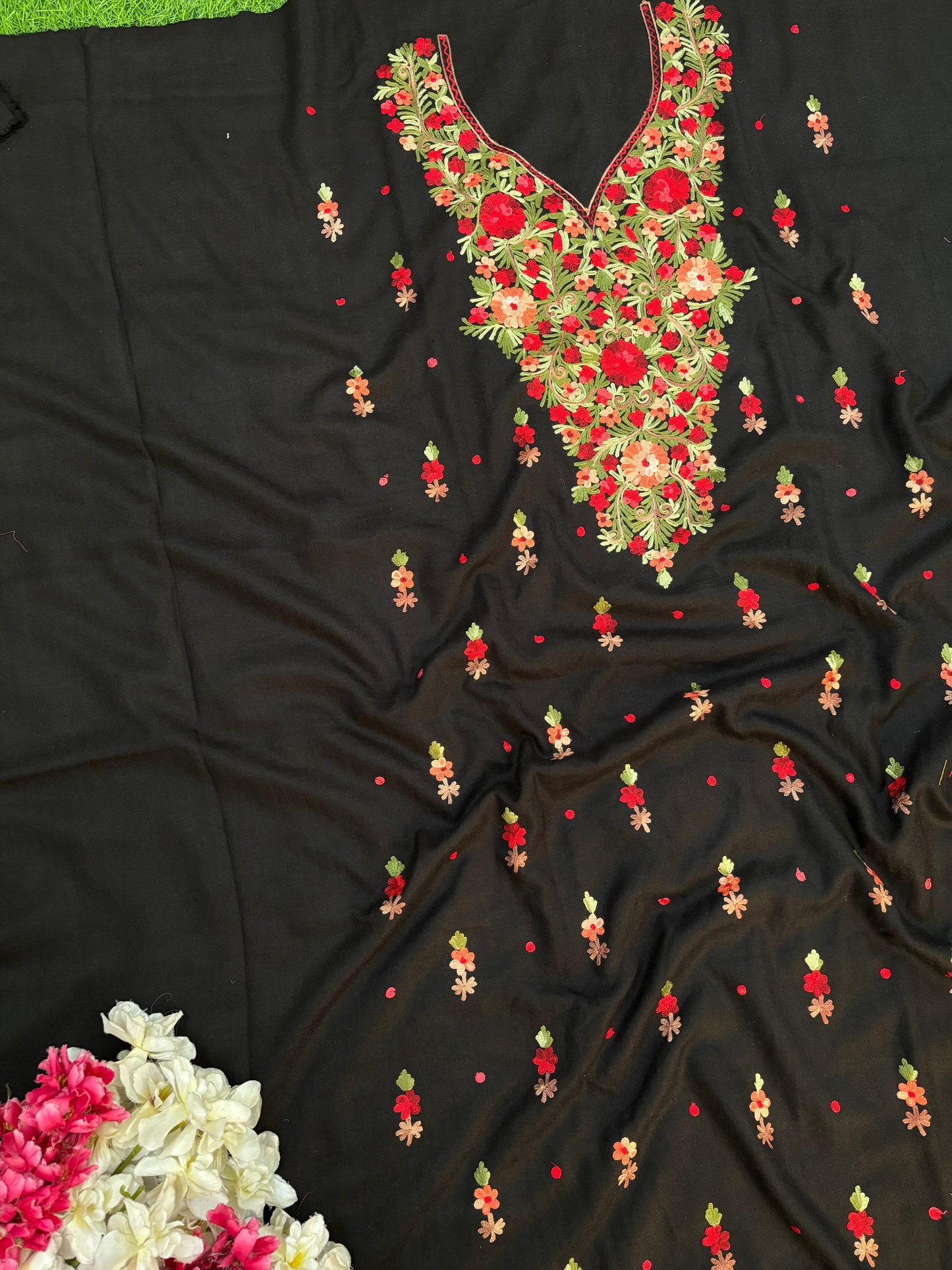 Black Woollen Aari Embroidered 3pc suit