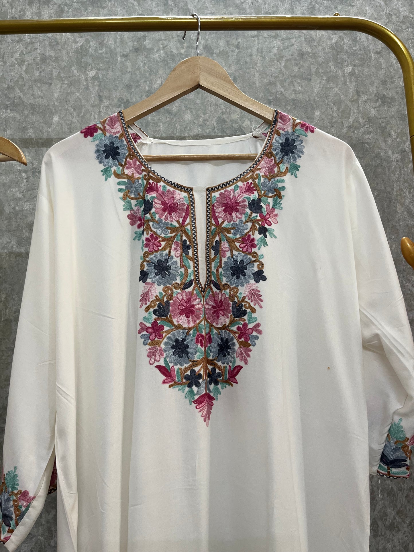 Off White Cotton Stitched Co-ord Set(46)