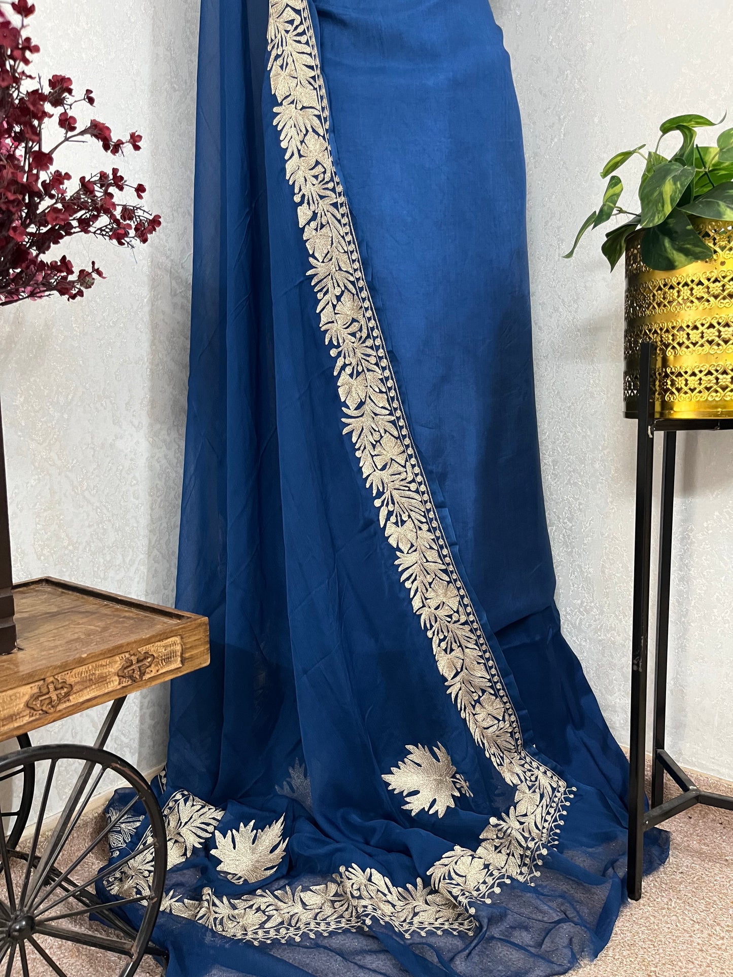 Electric Blue Sanam’ Tilla Kashmiri Silk Suit