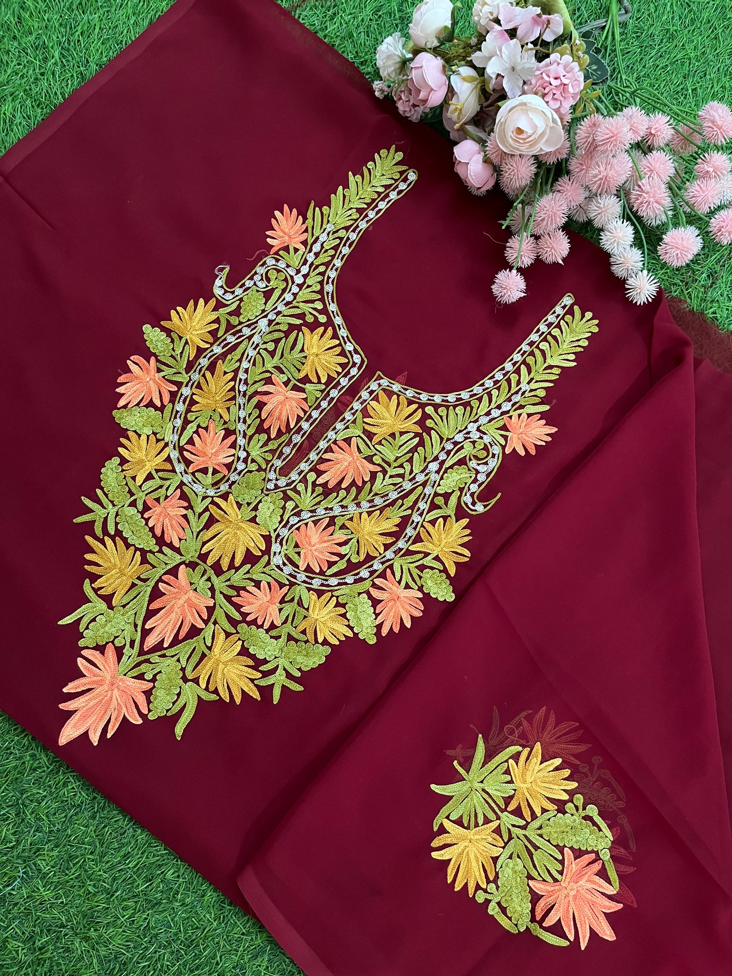 Georgette Unstitched Kashmiri Kurta