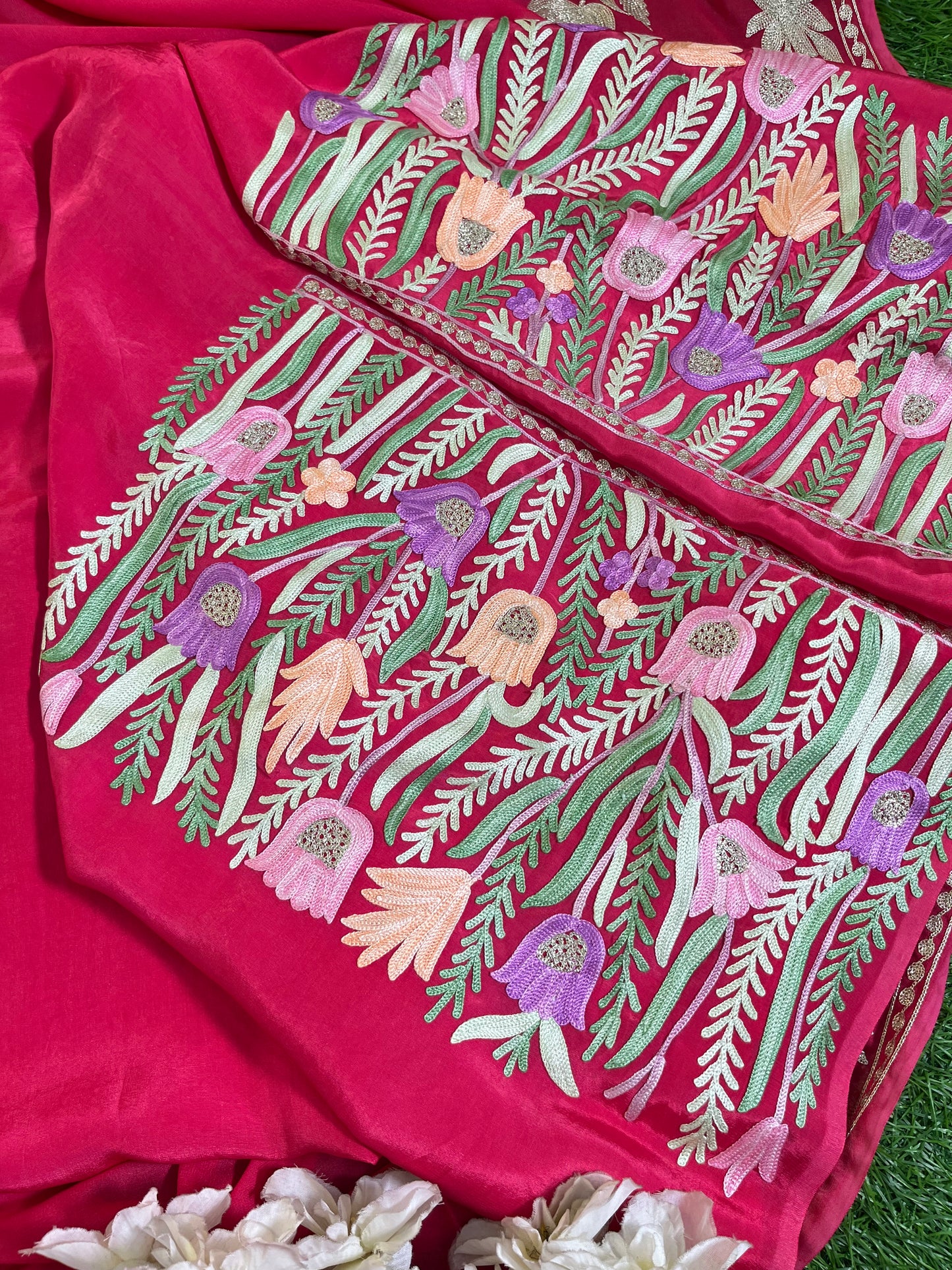 Kalaa’ Fuchsia Pink Crape Kashmiri Suit