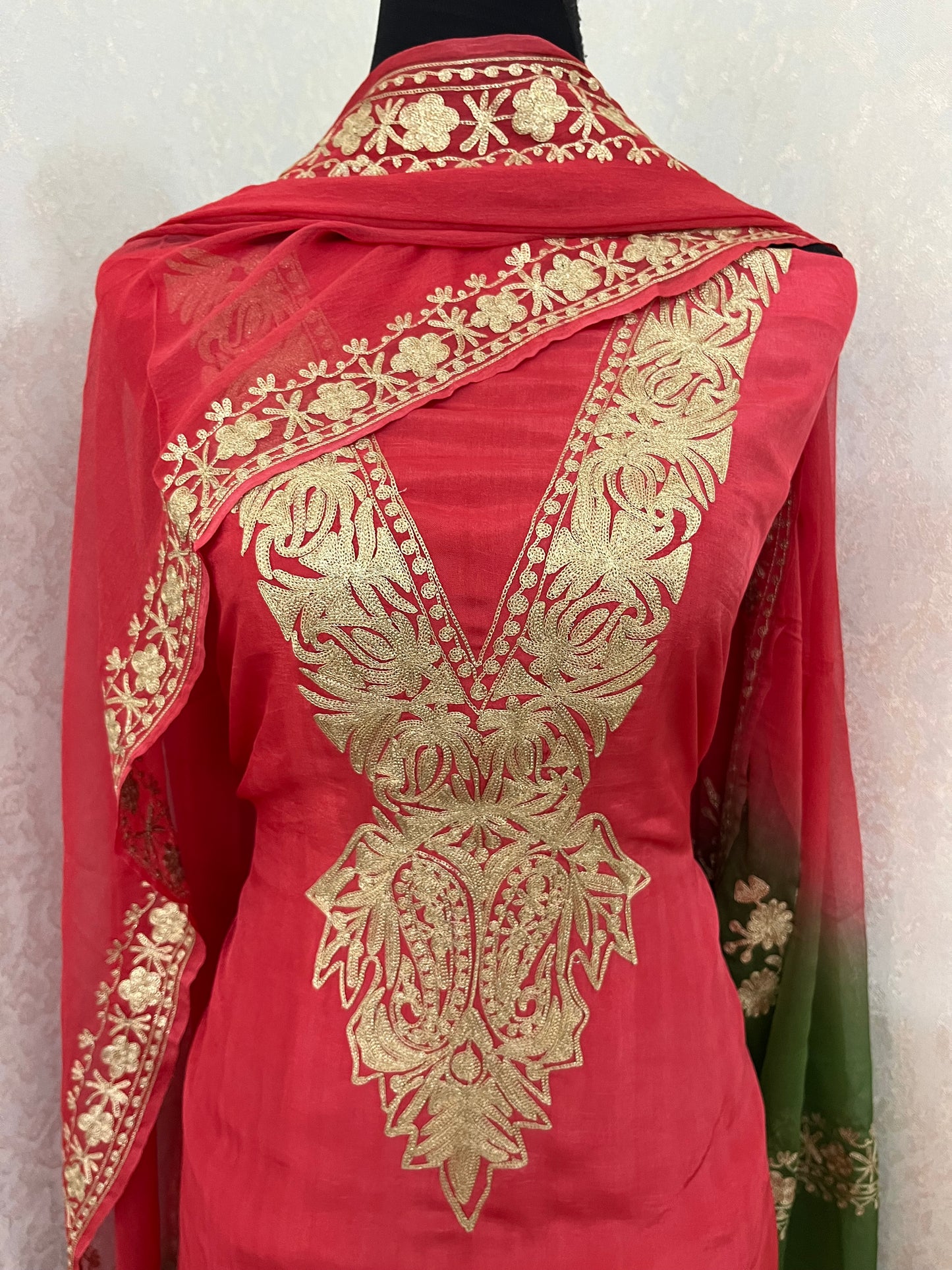 Sanam Electric Blue Silk Kashmiri Suit