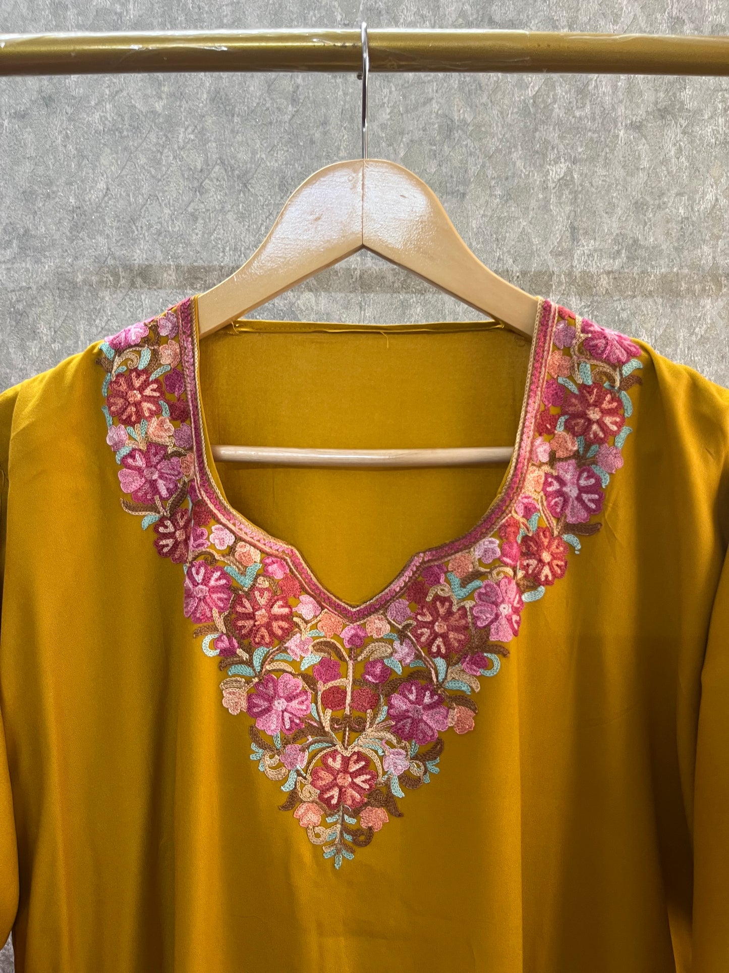 Gold Cotton Stitched Co-ord Set with dupatta (42)