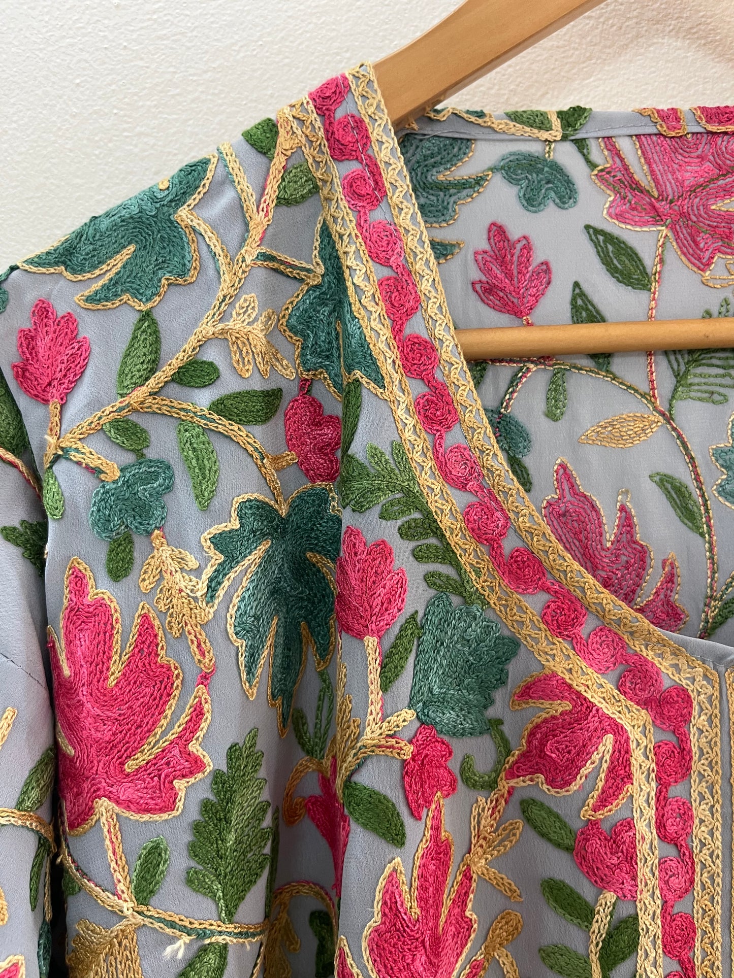 Green Georgette Jaal Work (Front & Back) Aari Embroidered Stitched Kurta