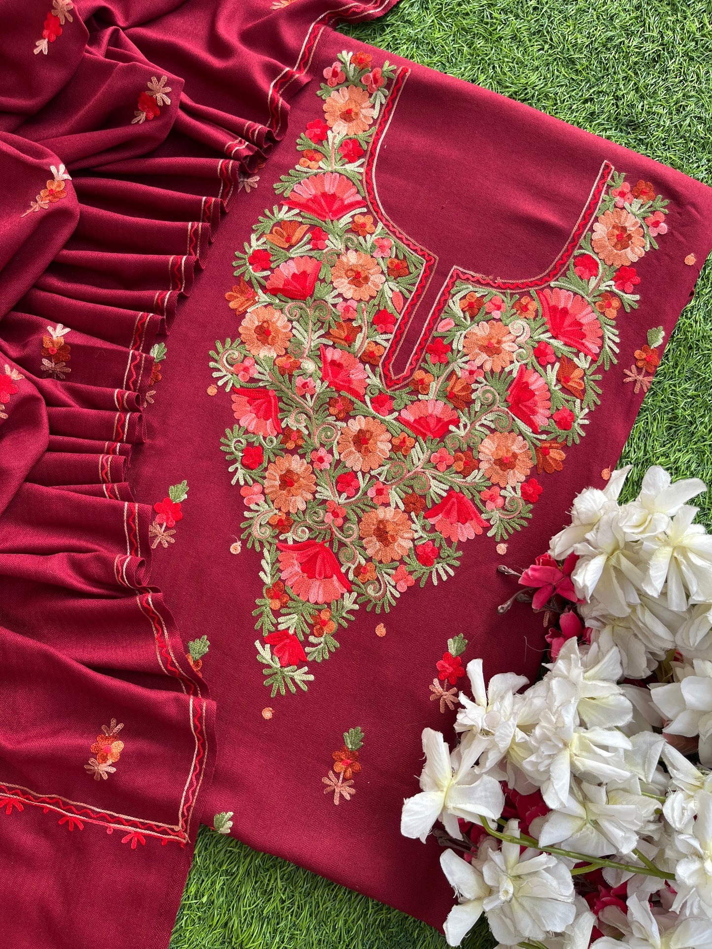 Coke Woollen Aari Embroidered 3pc suit