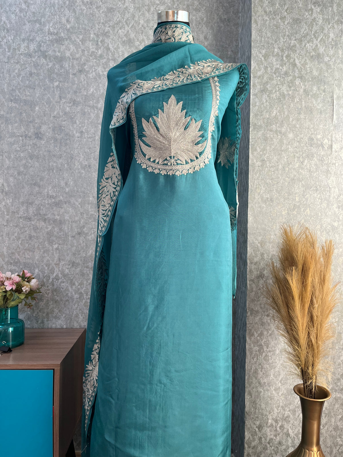 Soft Blue Sanam’ Tilla Kashmiri Silk Suit