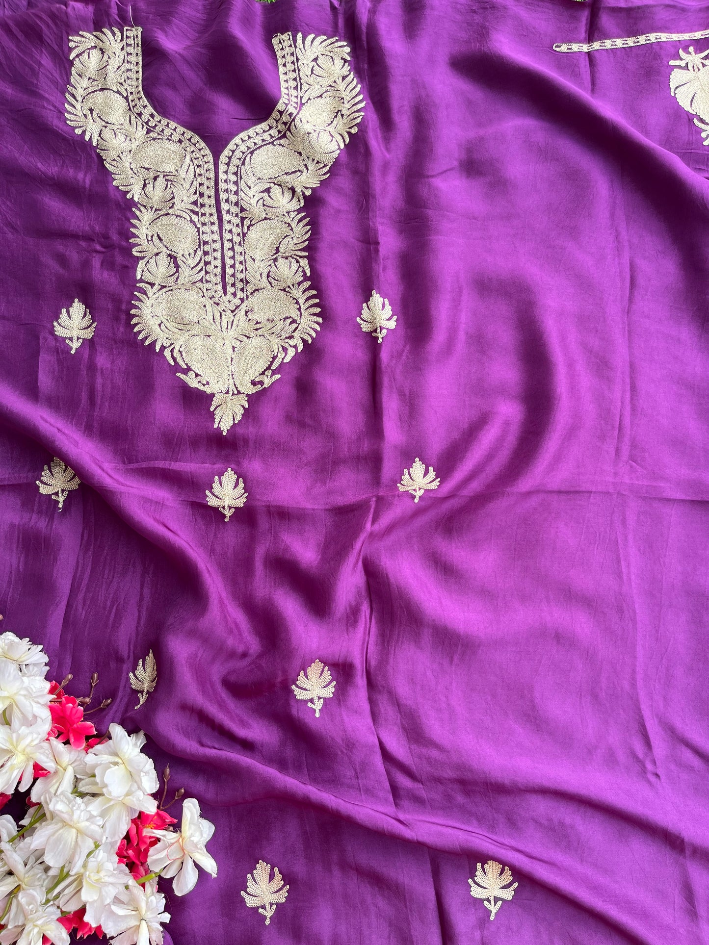 Wine Silk Tilla Kashmiri Suit