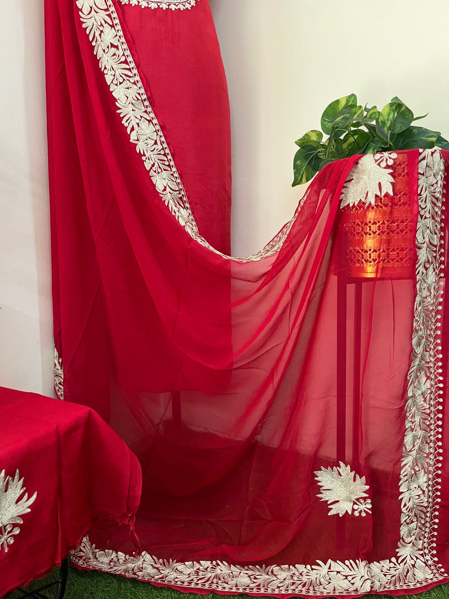Sanam’  Maroon Tilla Embroidered Suit material
