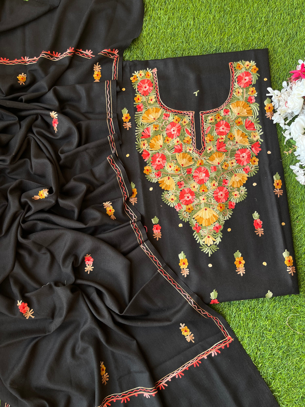 Black Woollen Aari Embroidered 3pc suit