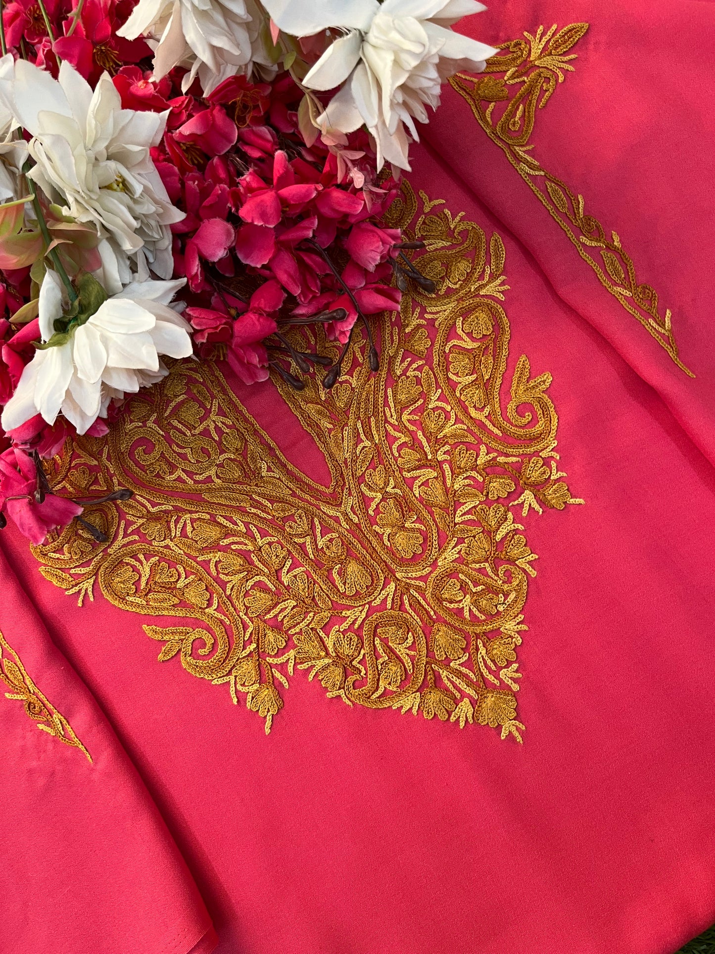 Candy Pink Cotton Two Piece Suit (Hand Embroidered)