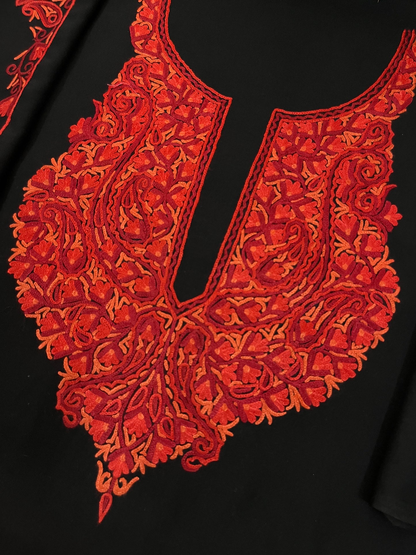 Black Cotton Two Piece Suit (Hand Embroidered)