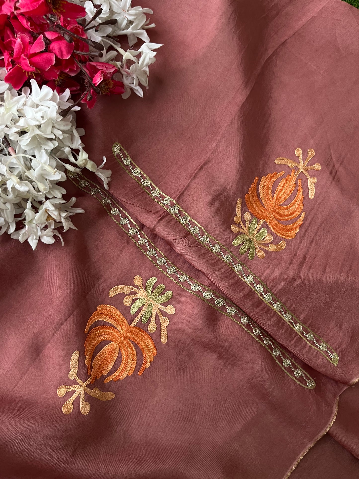 Onion Pink Opada Silk Kashmiri Suit