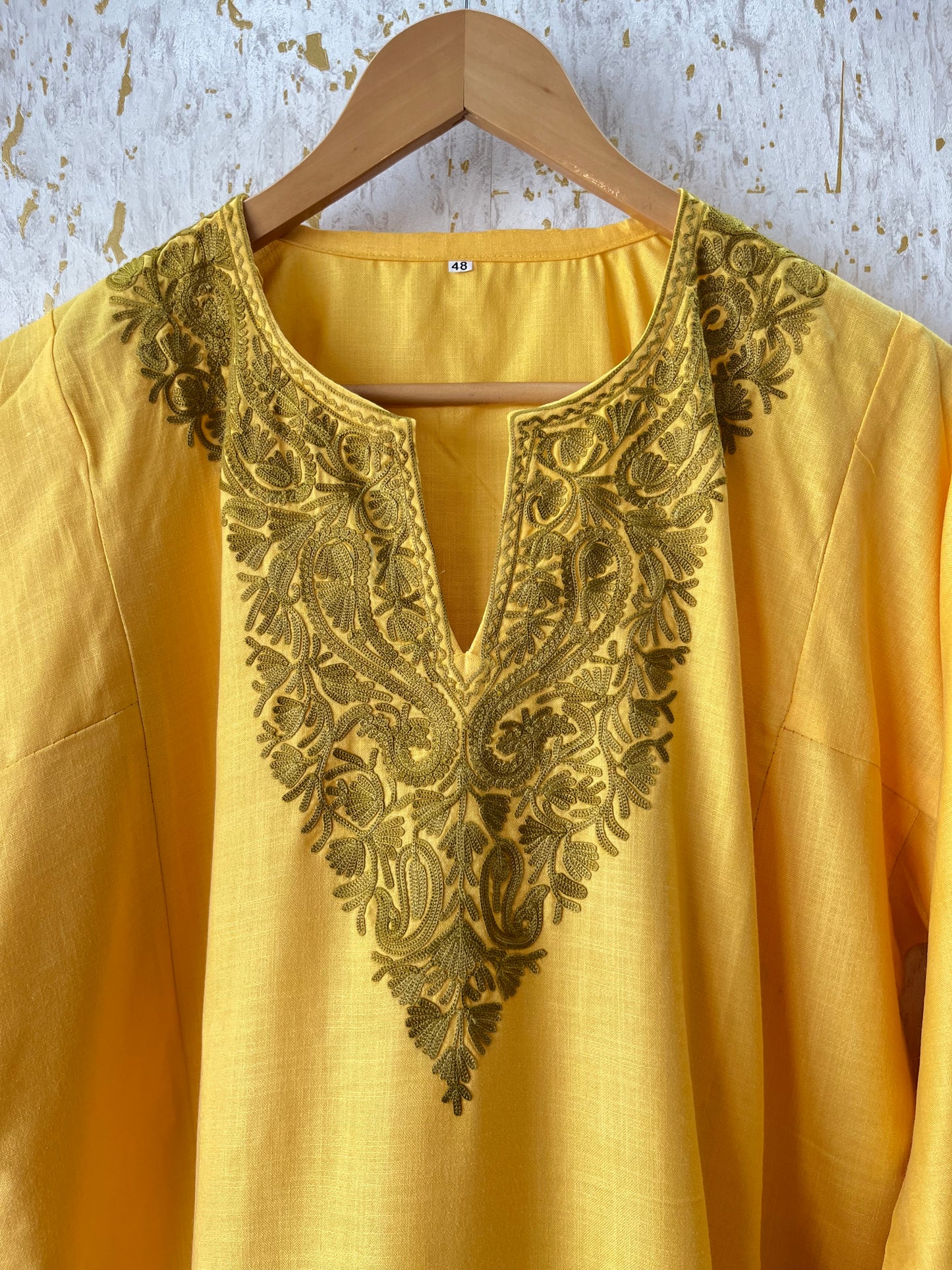 Yellow Cotton Pheran Set (Free Size)