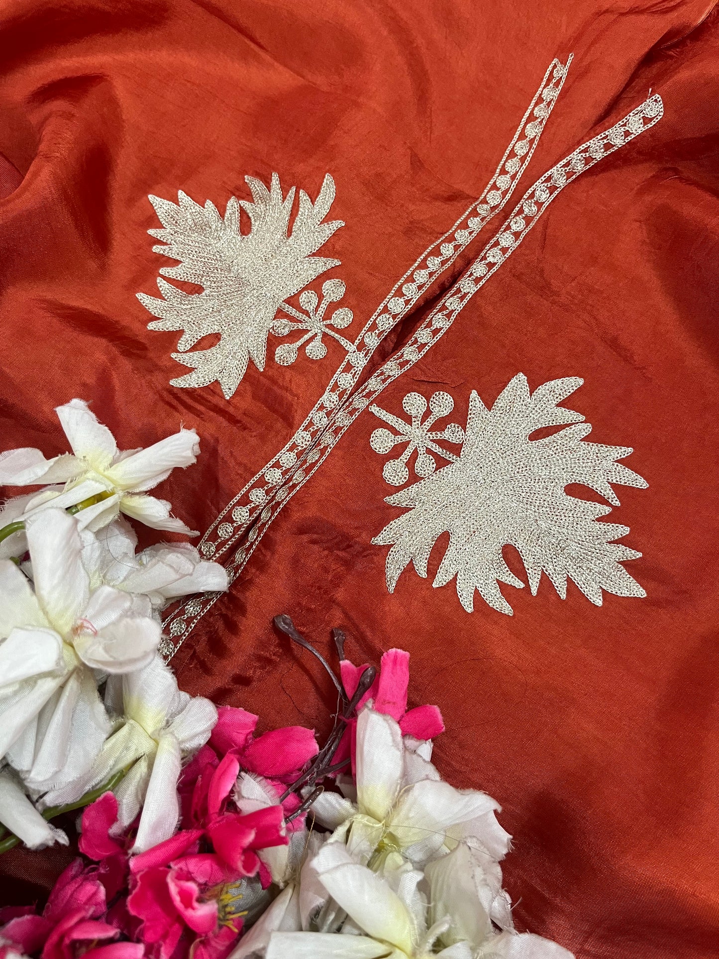 Orange Sanam’ Tilla Kashmiri Silk Suit